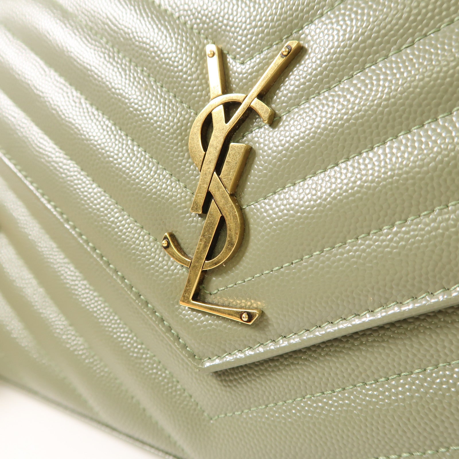 YVES SAINT LAURENT 牛皮皮革Chain Shoulder金扣鏈帶肩背袋
