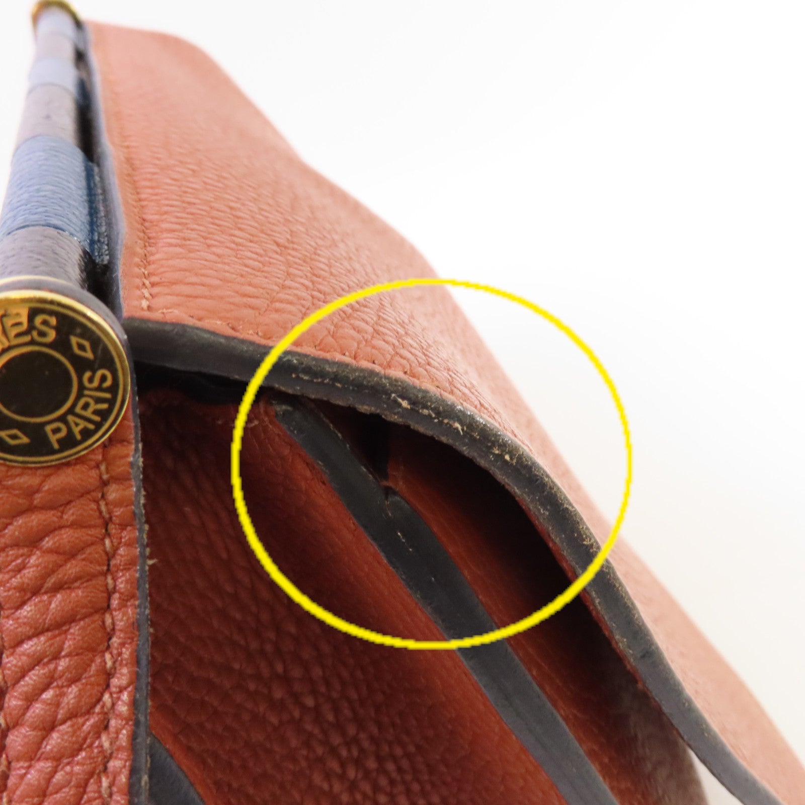 HERMES Clemence皮革Sac Saut 25 Shoulder Bag金扣肩背袋6C Cuivre/南瓜色