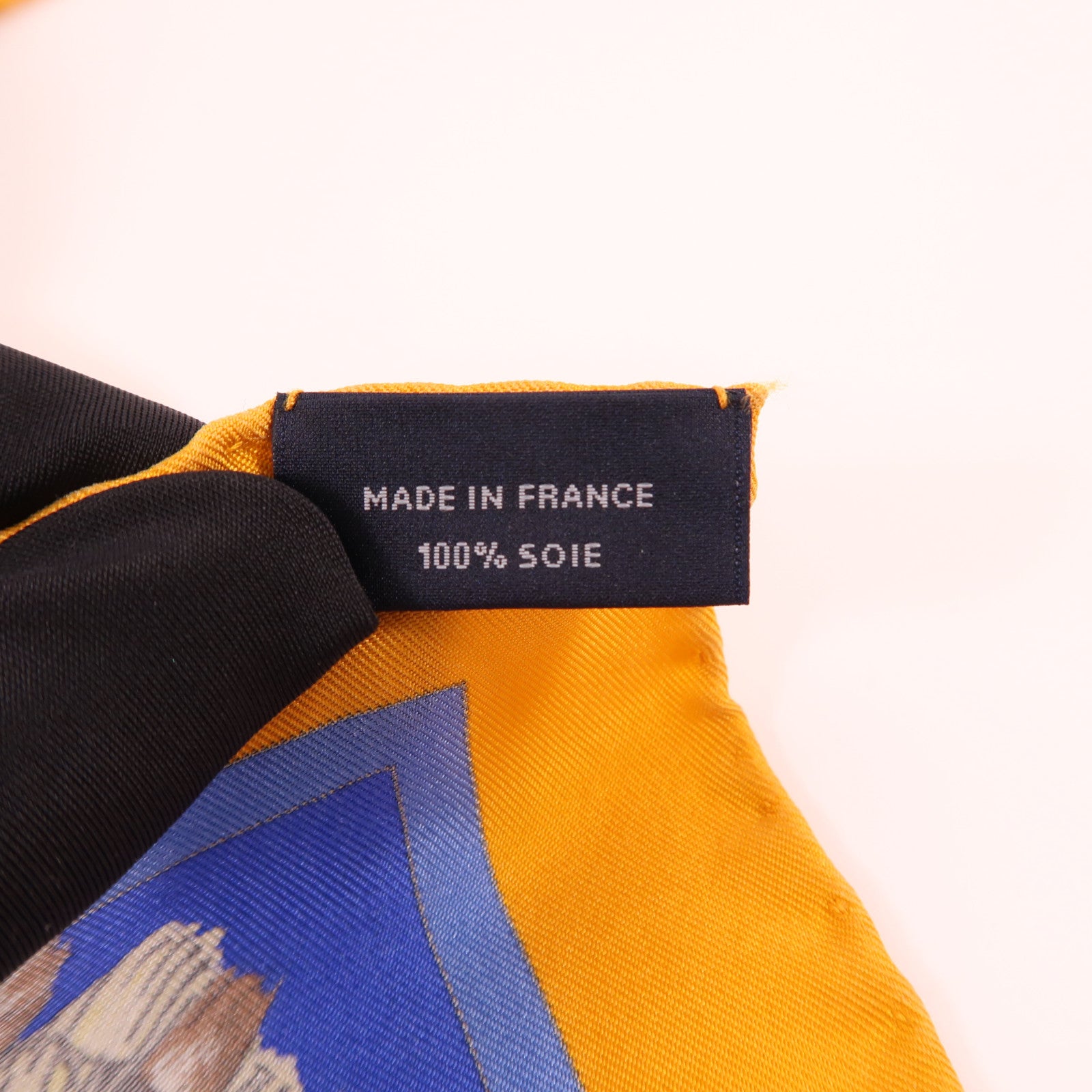 HERMES Carre 90 Scarf Silk Navy Orange