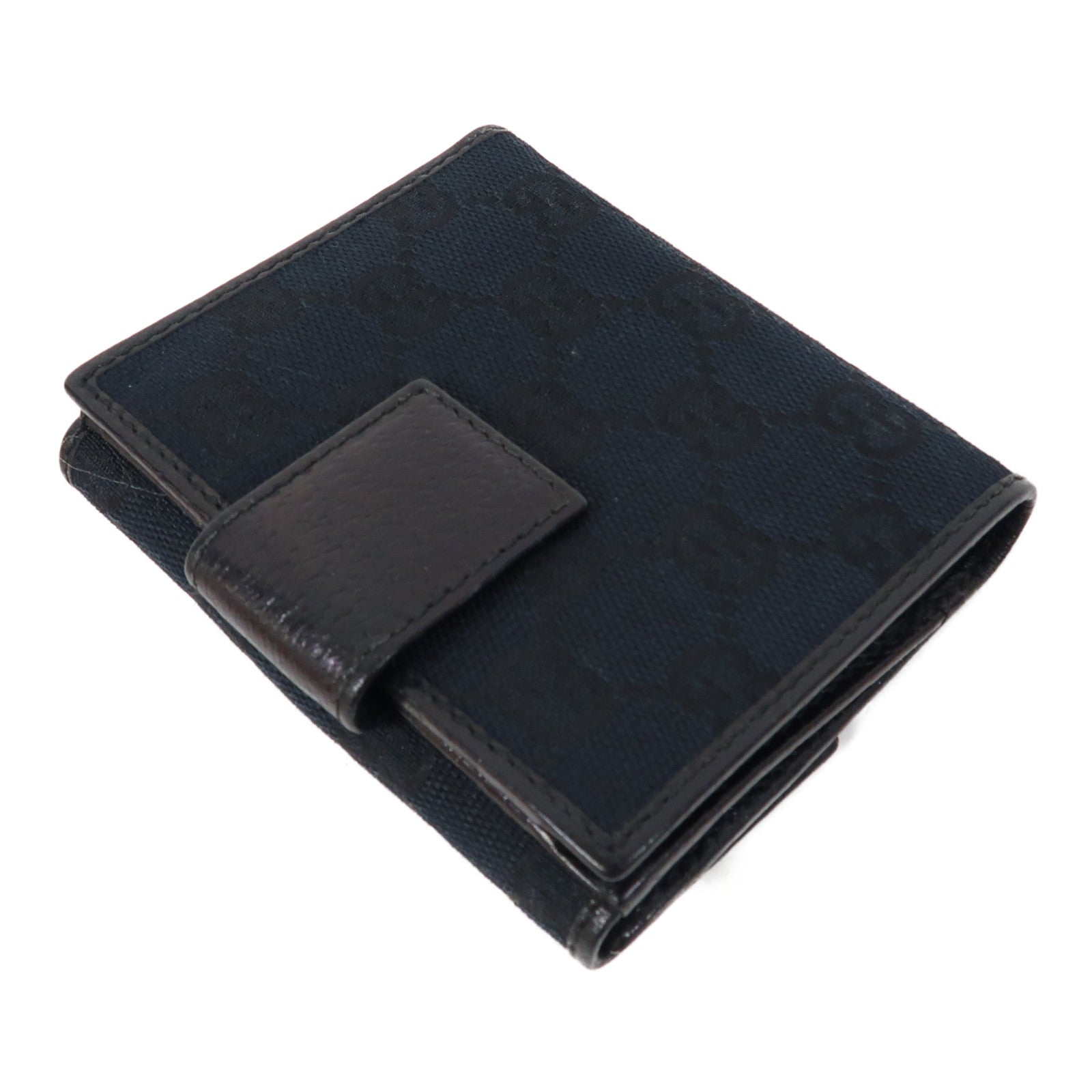 GUCCI 帆布Wallet金扣錢包黑色