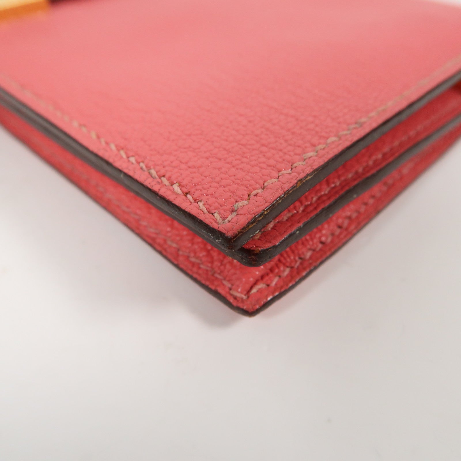 HERMES 【激減優惠】Chevre皮革Bearn bi-fold金扣折疊長錢包Rose Dragee糖衣粉色