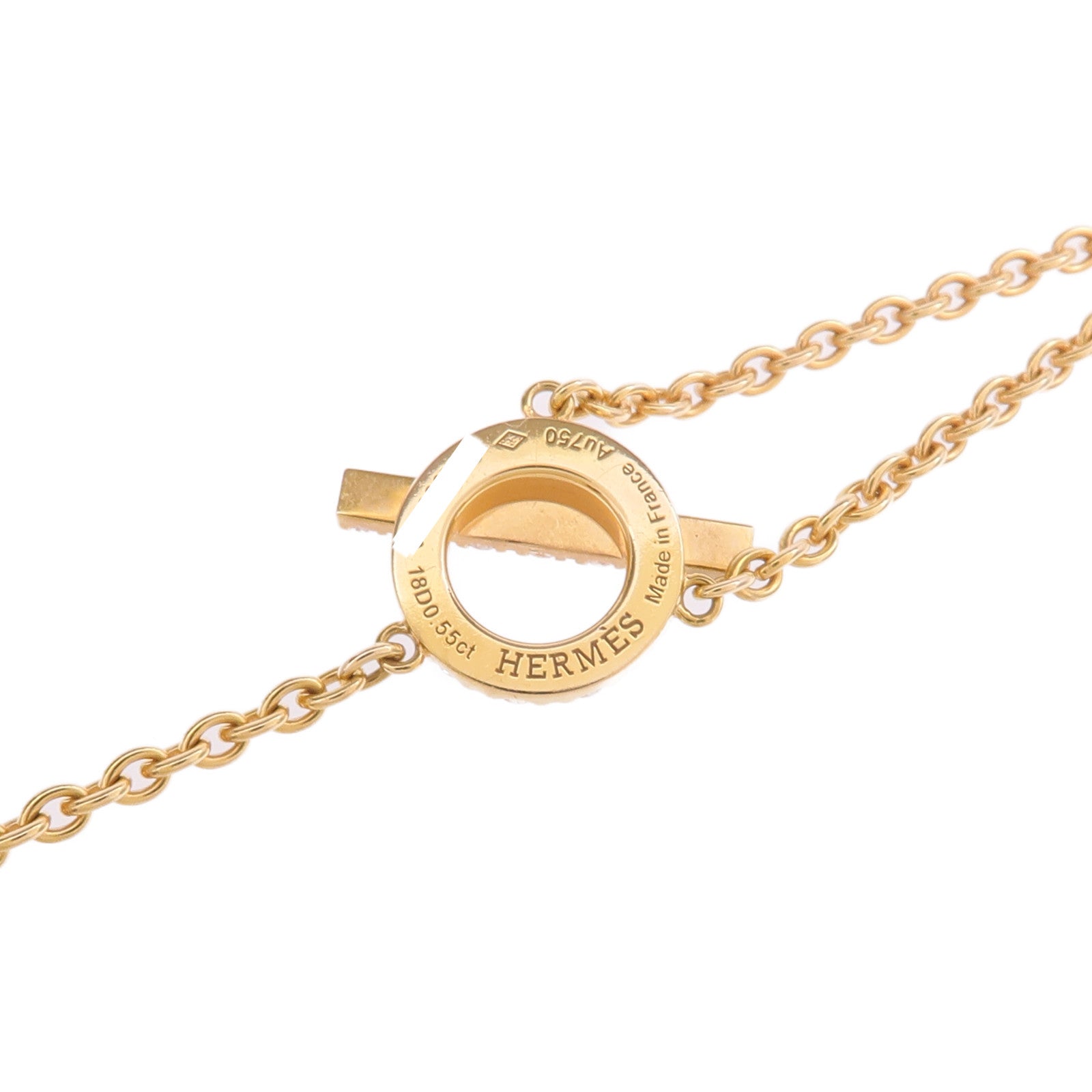 HERMES 18K玫瑰金Finesse lariat Necklace鑽石項鍊