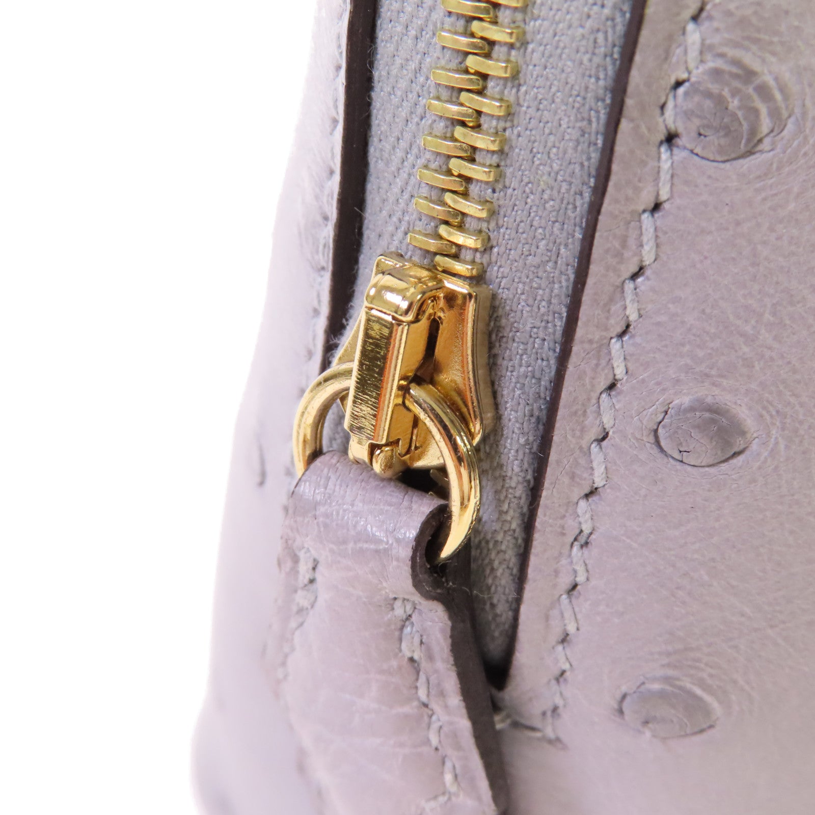 HERMES 鴕鳥皮革Mini Bolide 1923 2Way Shoulder Bag金扣手挽肩背兩用袋Bleu Glacier冰川藍色