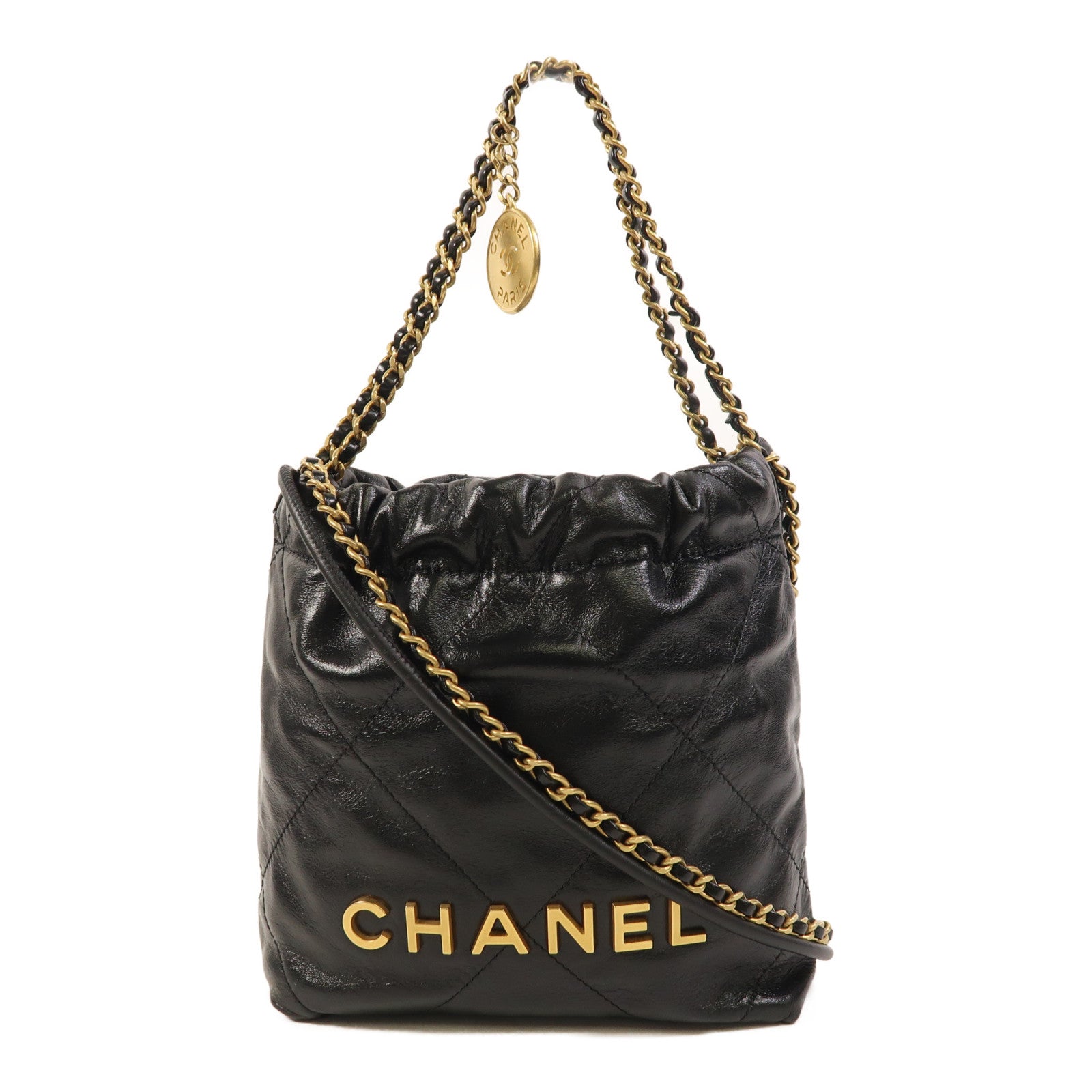 CHANEL 【激減優惠】牛皮皮革Chanel 22 Mini金扣手挽肩背兩用袋