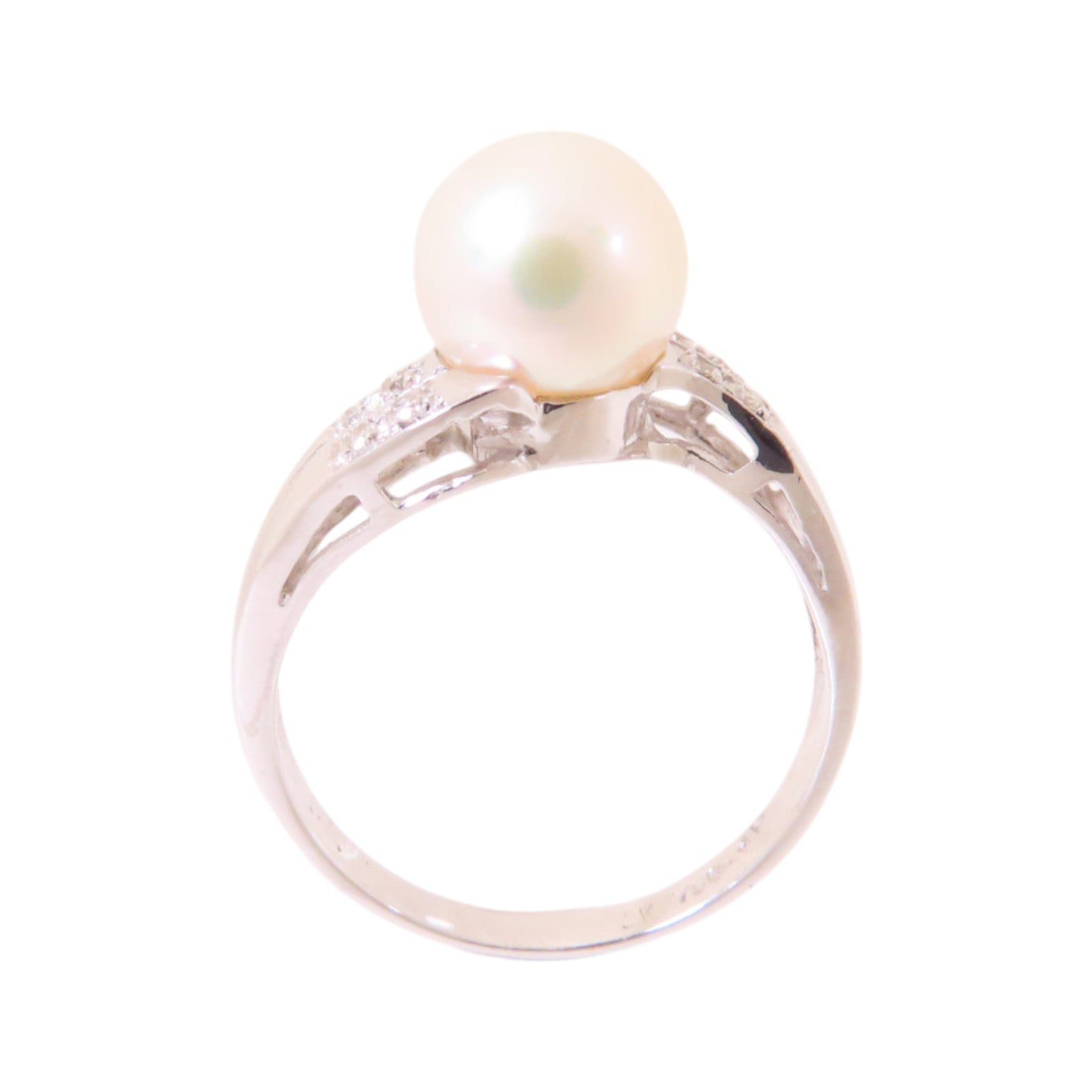 JEWELRY 【激減優惠】18K白金/珍珠/鑽石Pearl Diamond Ring戒指US#5