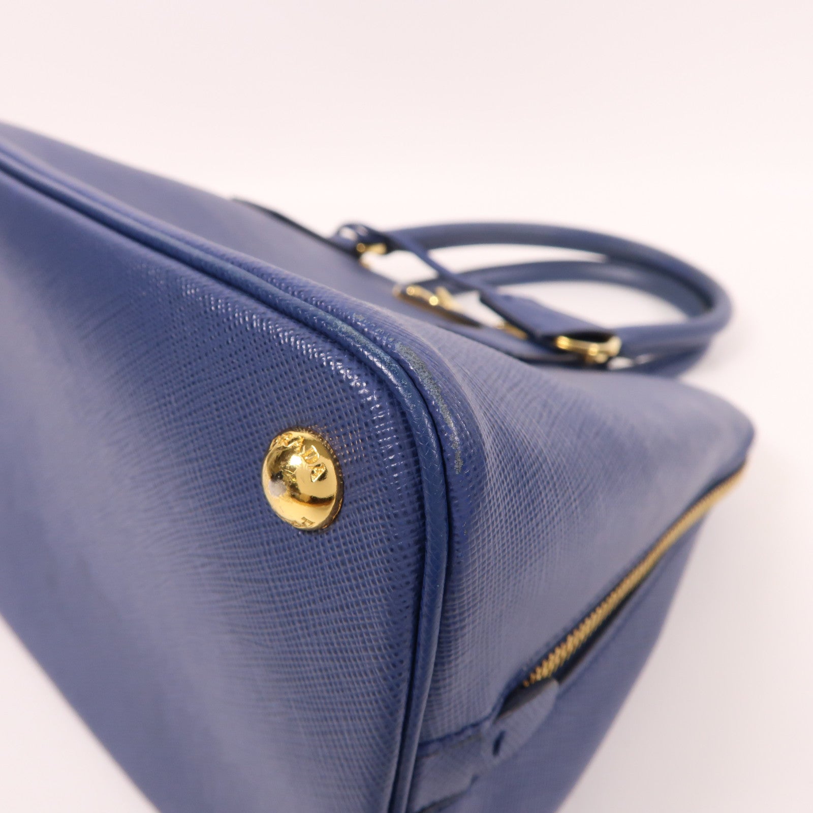 PRADA Saffiano皮革Shoulder Bag金扣手挽肩背兩用袋藍色