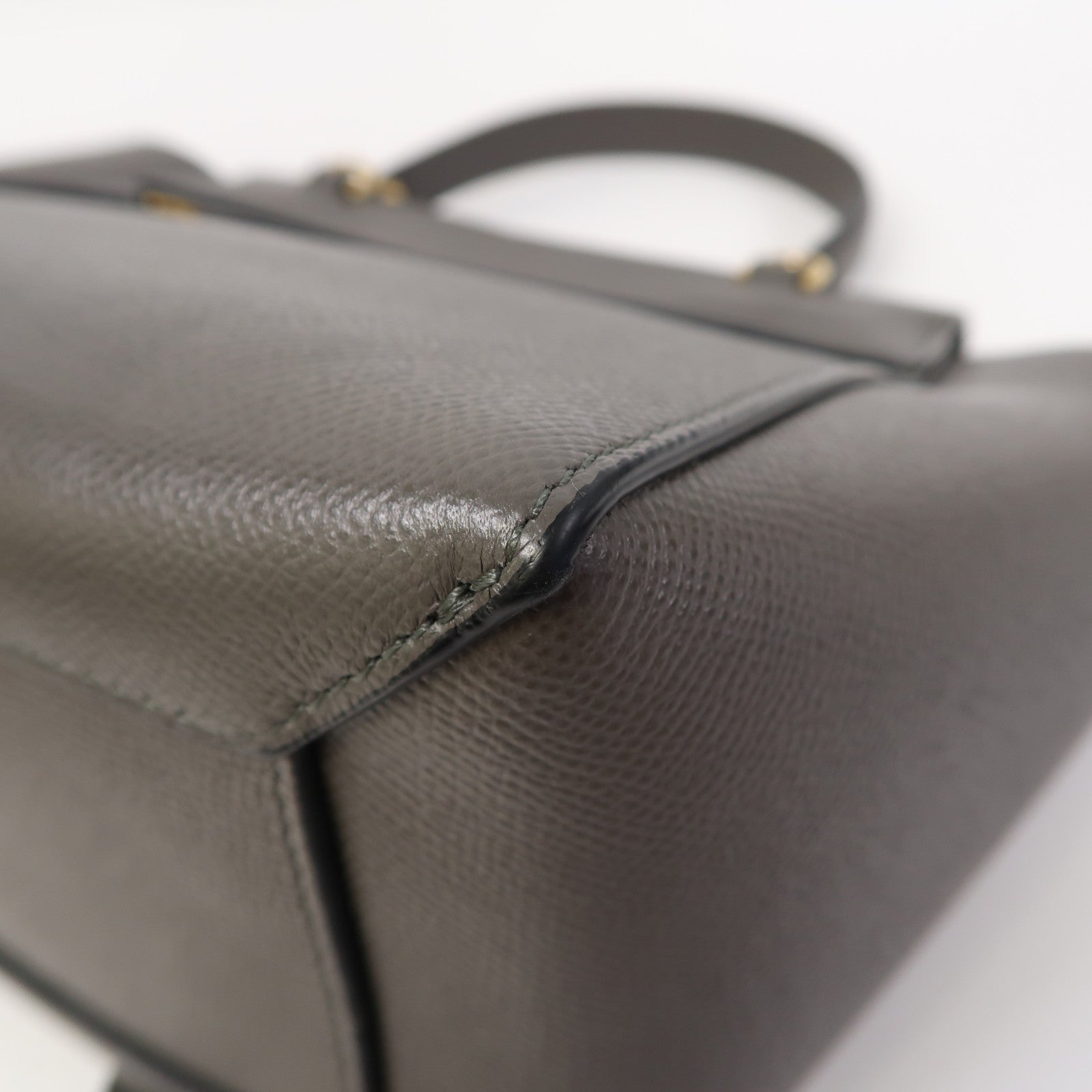 CELINE 牛皮皮革Micro Belt Bag金扣手挽肩背兩用袋灰色
