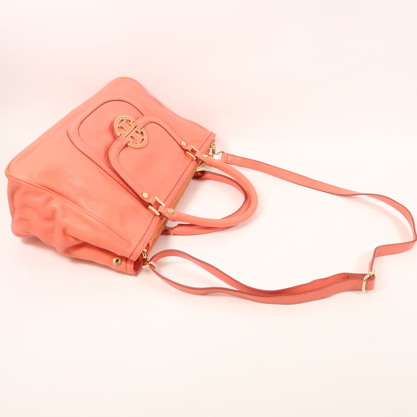 Tory Burch 【激減優惠】牛皮皮革2 Way Bag金扣手挽肩背兩用袋