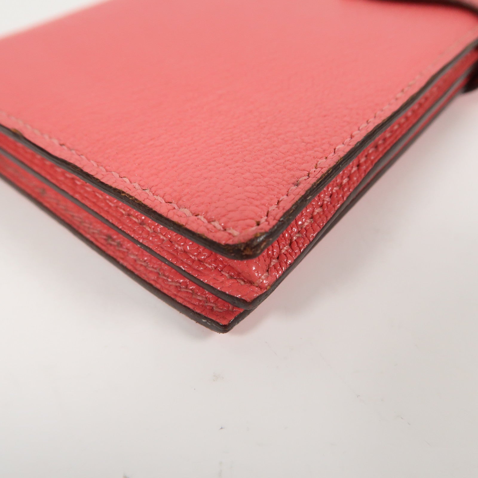 HERMES 【激減優惠】Chevre皮革Bearn bi-fold金扣折疊長錢包Rose Dragee糖衣粉色