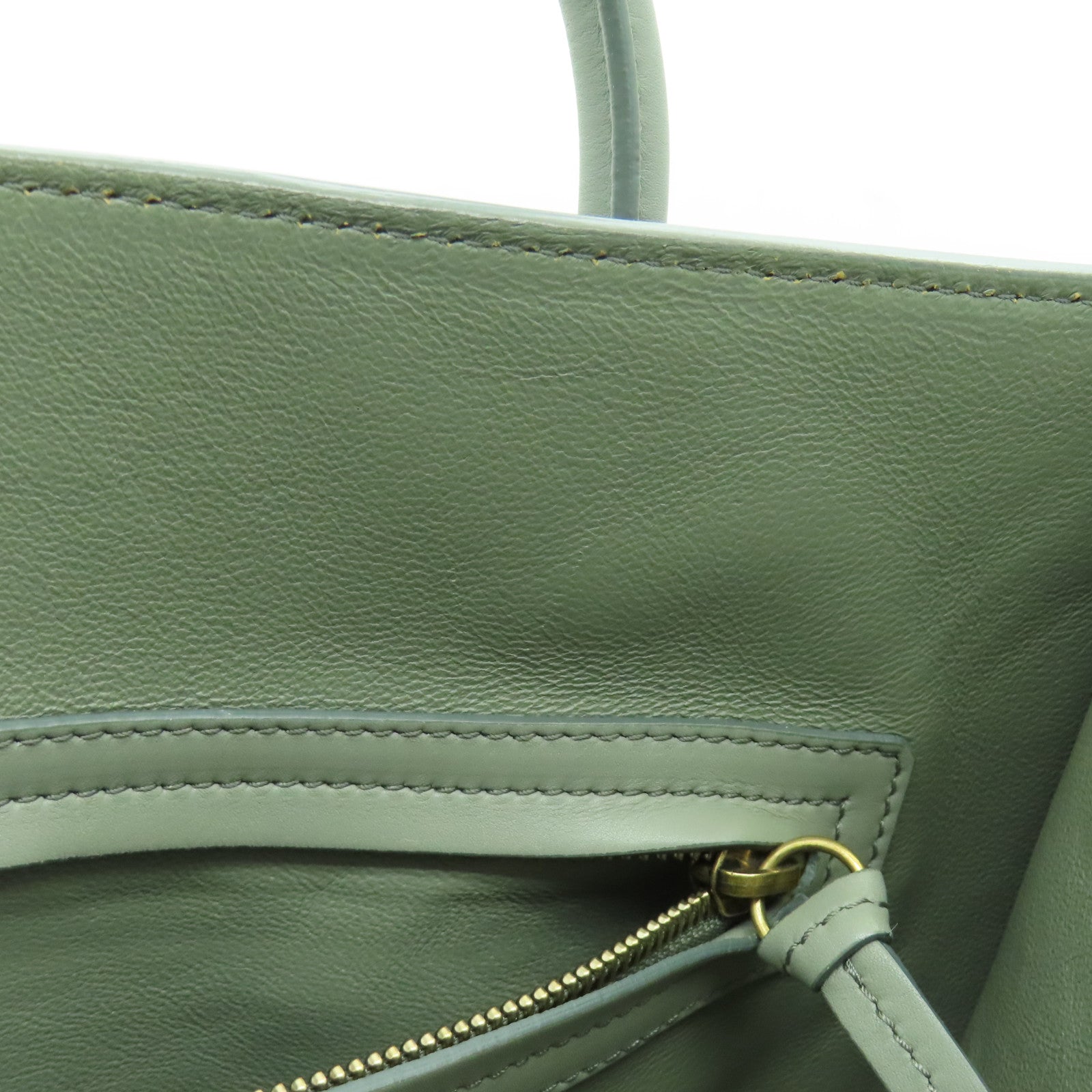 CELINE 麂皮皮革Mini Luggage金扣手挽袋灰色