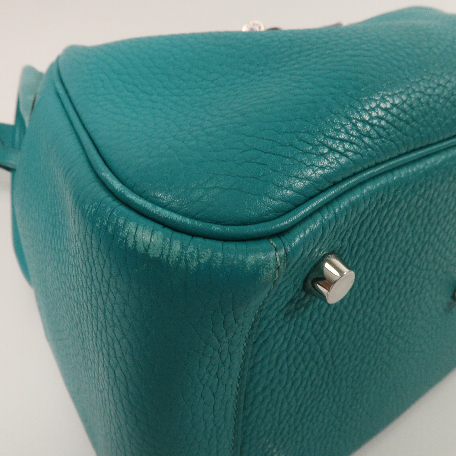 HERMES Clemence皮革Lindy 26手挽肩背兩用袋 Bleu Paon