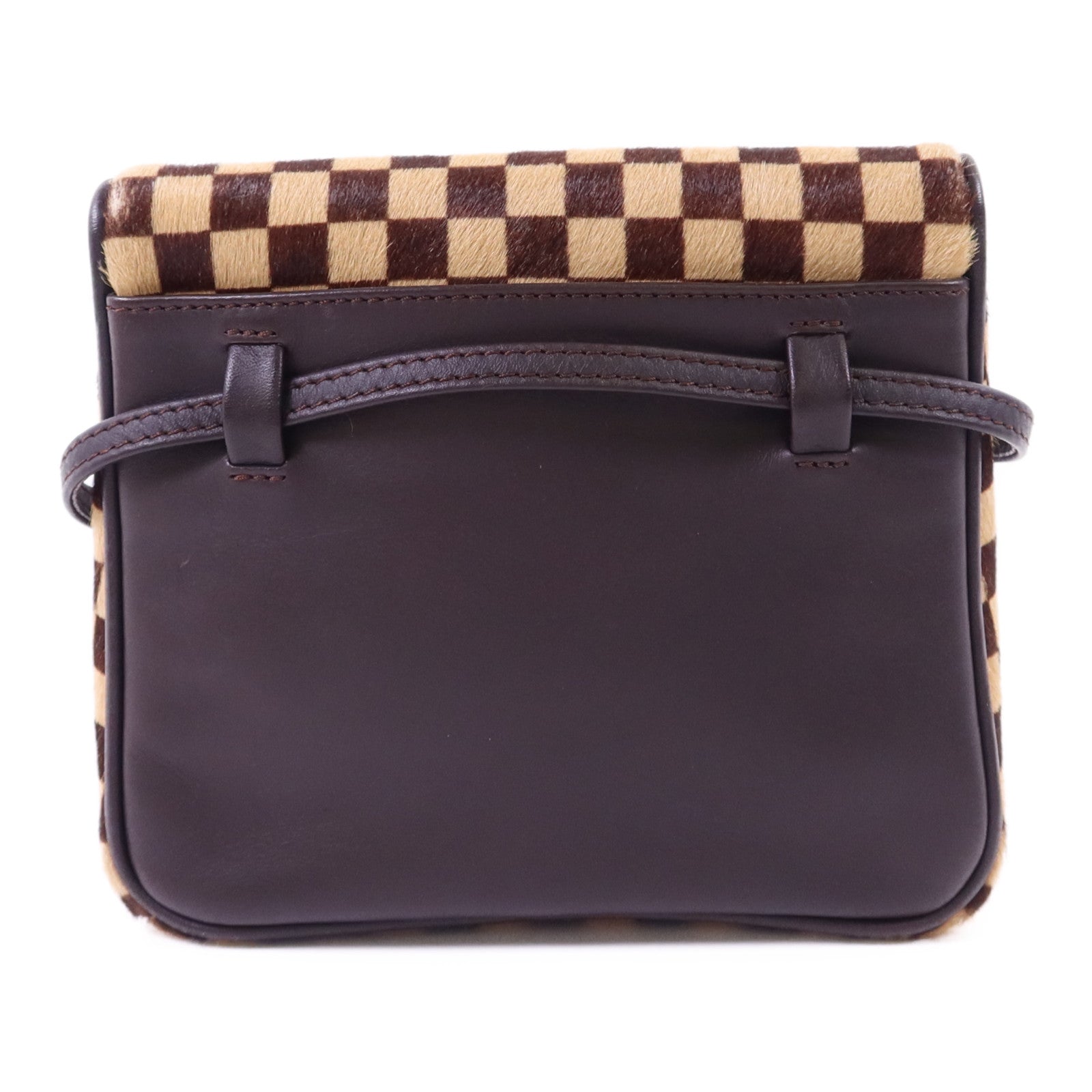 LOUIS VUITTON 馬毛/Harako皮革Damier Sauvage Gazelle Pochette金扣肩背袋