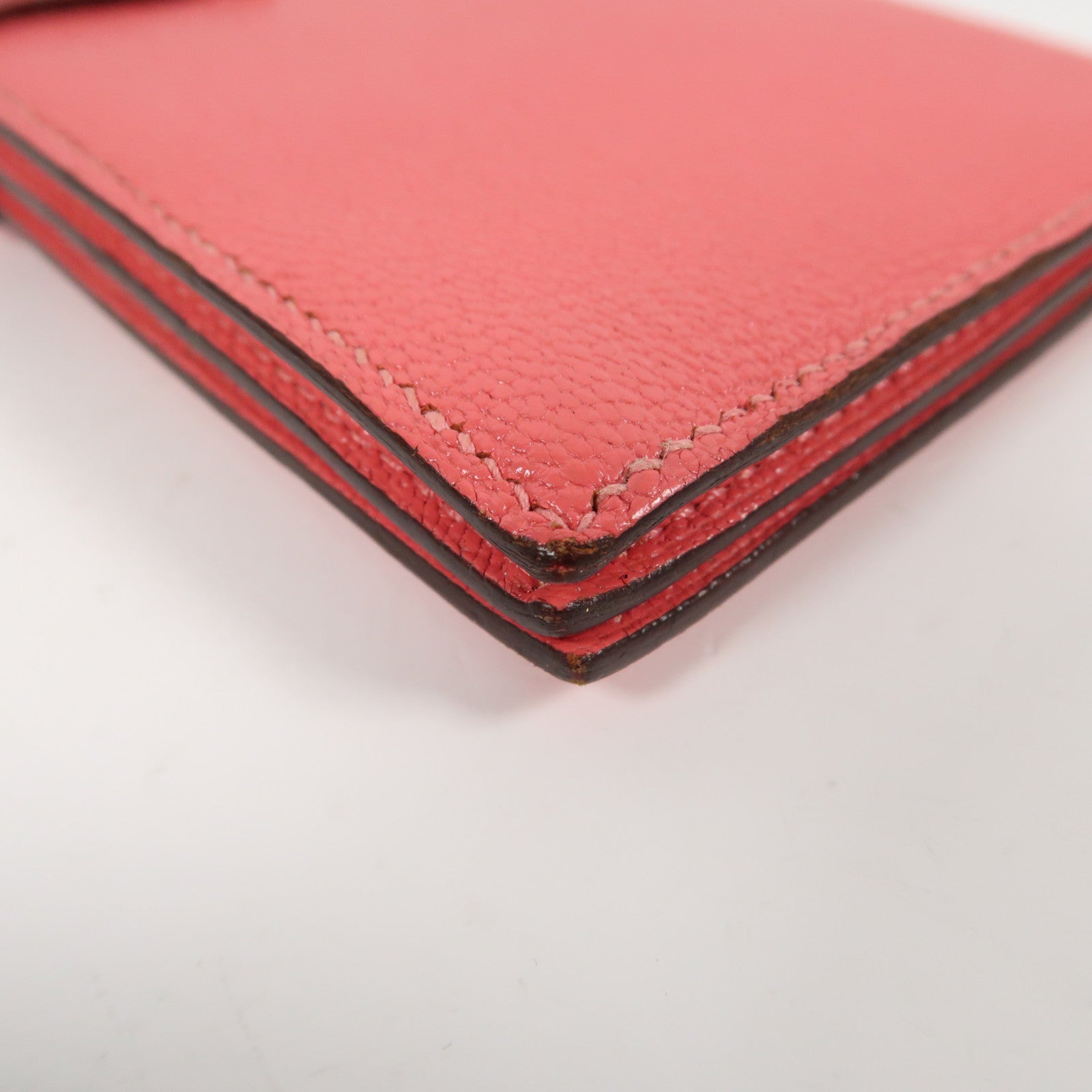 HERMES 【激減優惠】Chevre皮革Bearn bi-fold金扣折疊長錢包Rose Dragee糖衣粉色