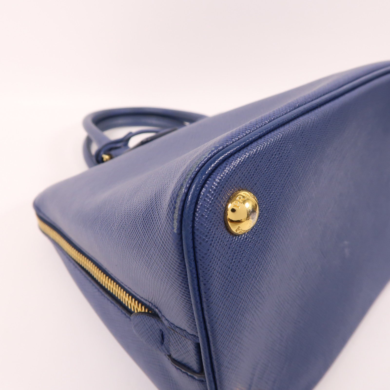 PRADA Saffiano皮革Shoulder Bag金扣手挽肩背兩用袋藍色