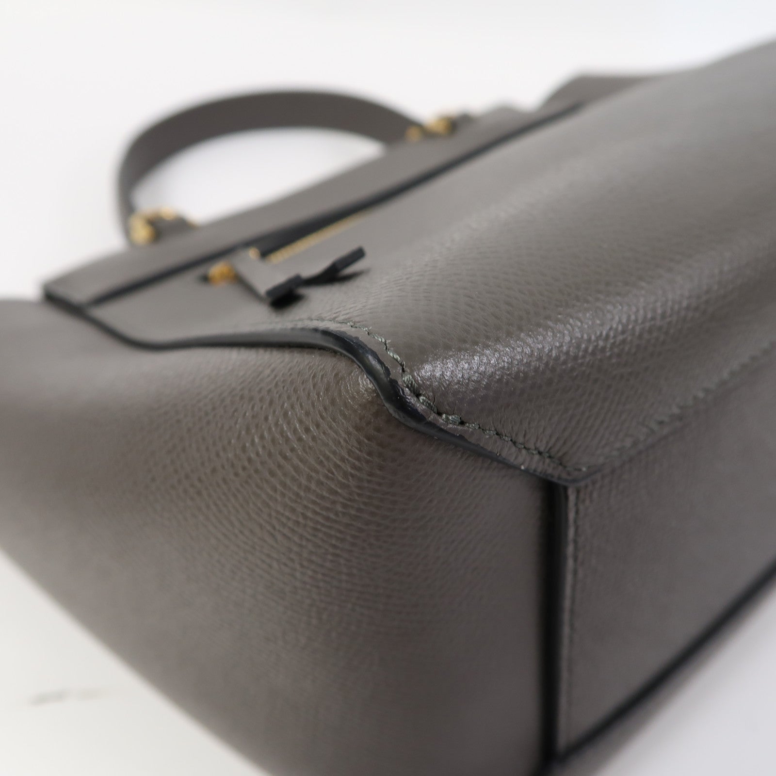 CELINE 牛皮皮革Micro Belt Bag金扣手挽肩背兩用袋灰色