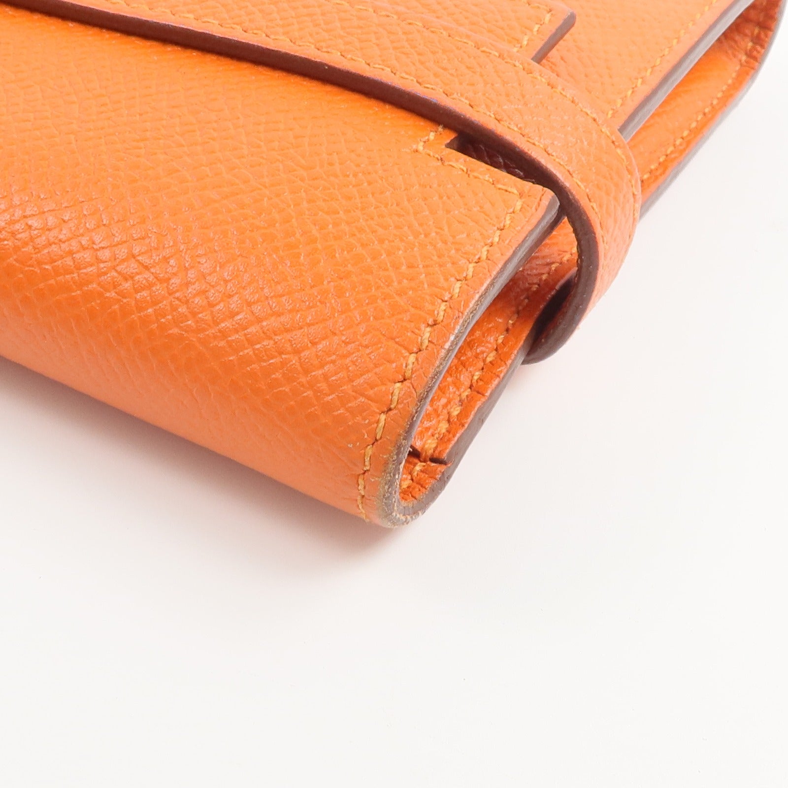 HERMES Epsom皮革Kelly Wallet長錢包Orange