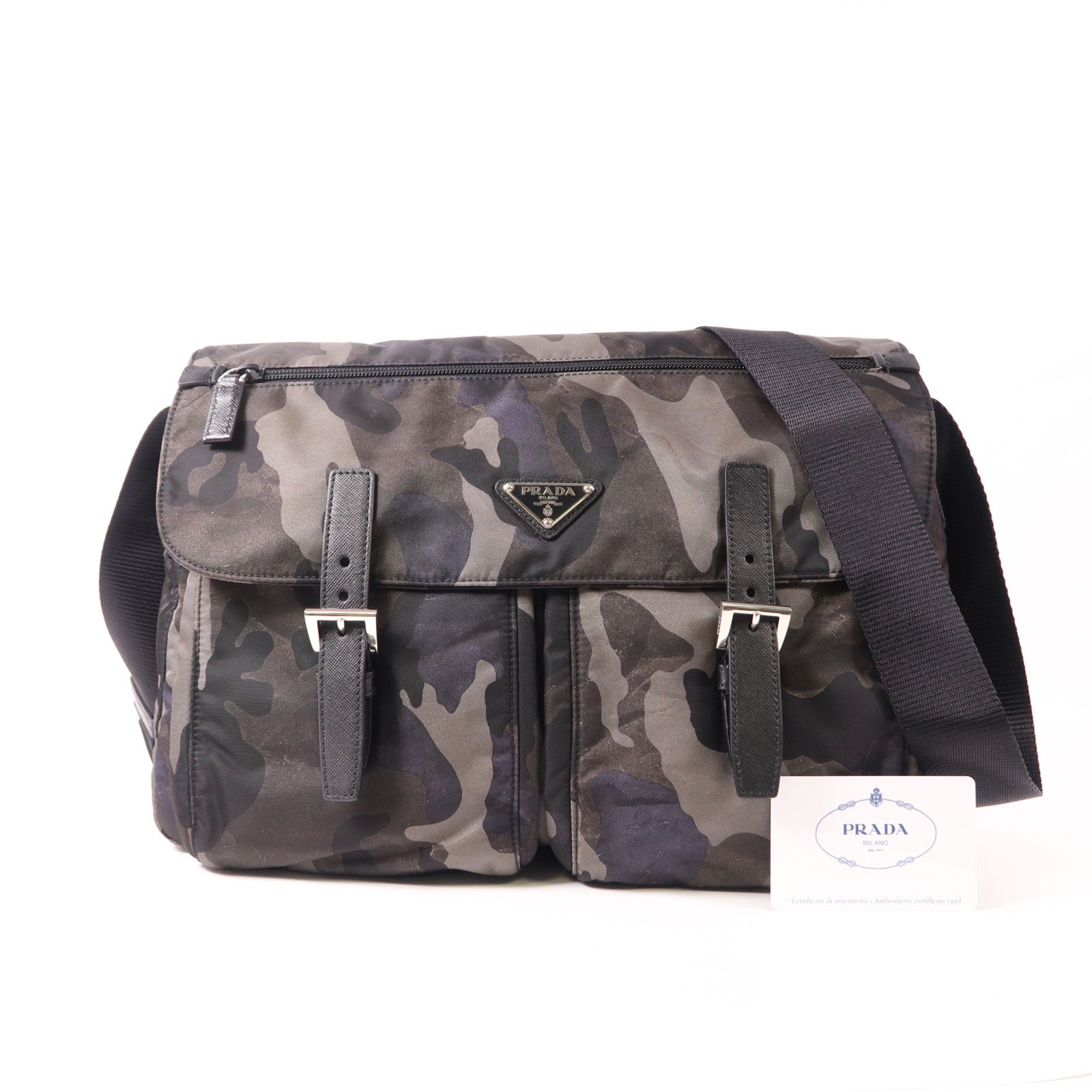 PRADA 尼龍Shoulder Bag銀扣肩背袋