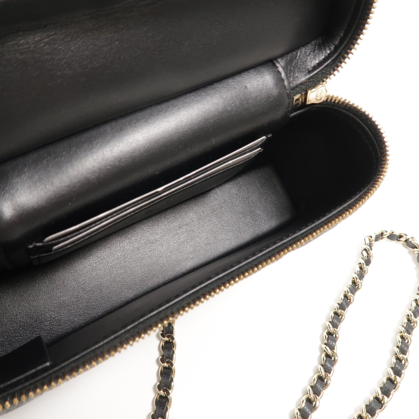 CHANEL 牛皮皮革Vanity Case鏈帶手挽肩背兩用袋