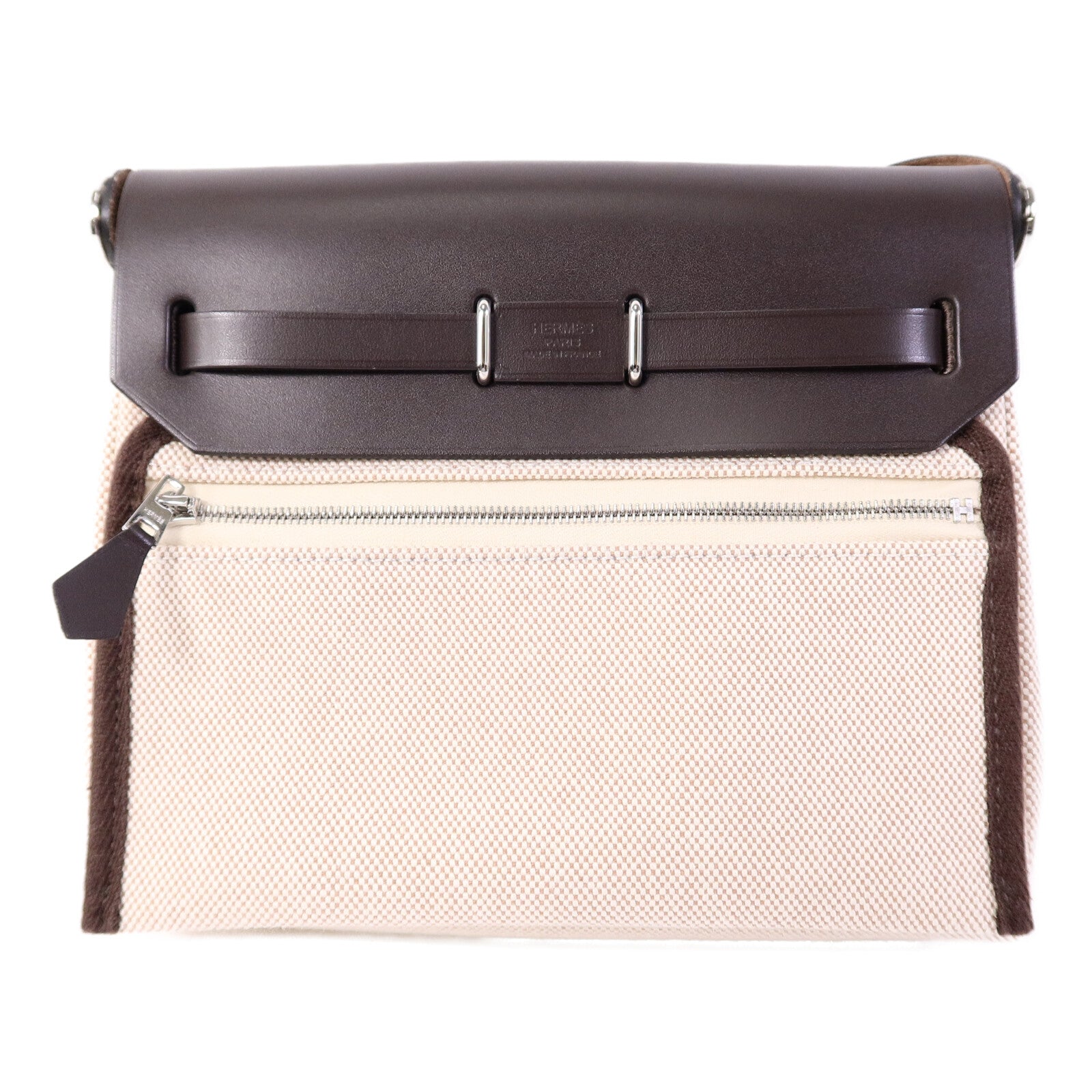 HERMES 帆布Mini Herbag肩背袋Ebene