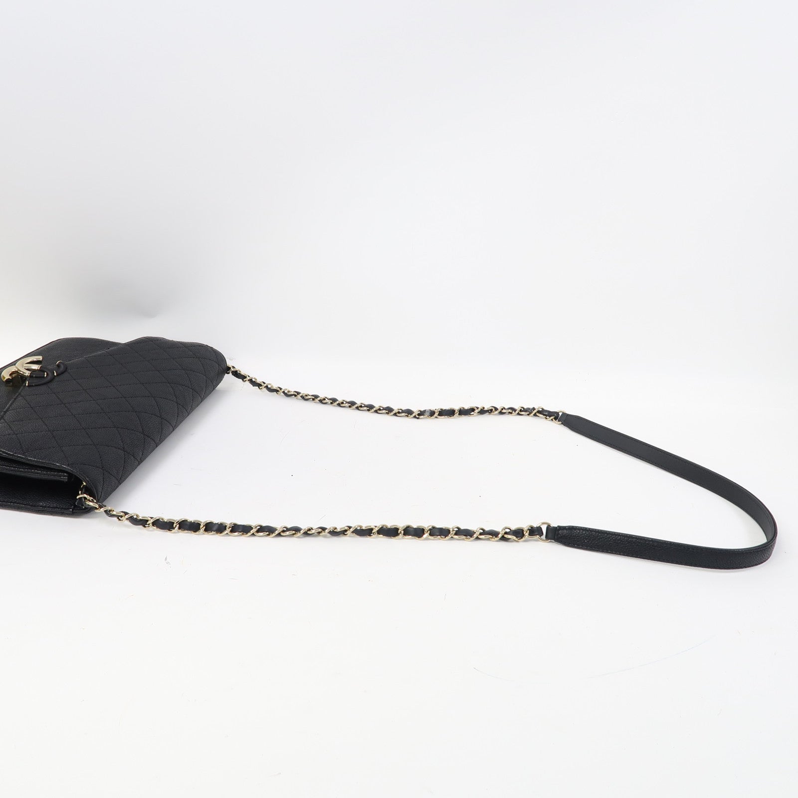 CHANEL 【激減優惠】菱格Caviar皮革Shoulder Bag金扣鏈帶肩背袋黑色