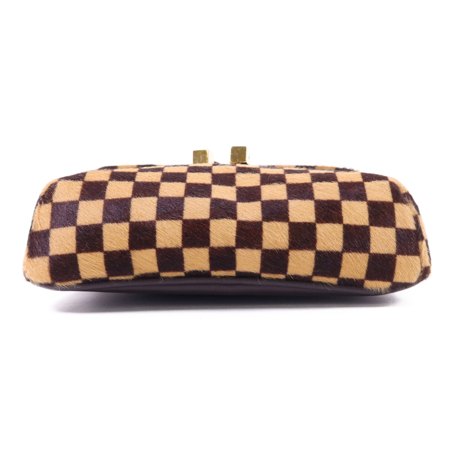 LOUIS VUITTON 馬毛/Harako皮革Damier Sauvage Gazelle Pochette金扣肩背袋