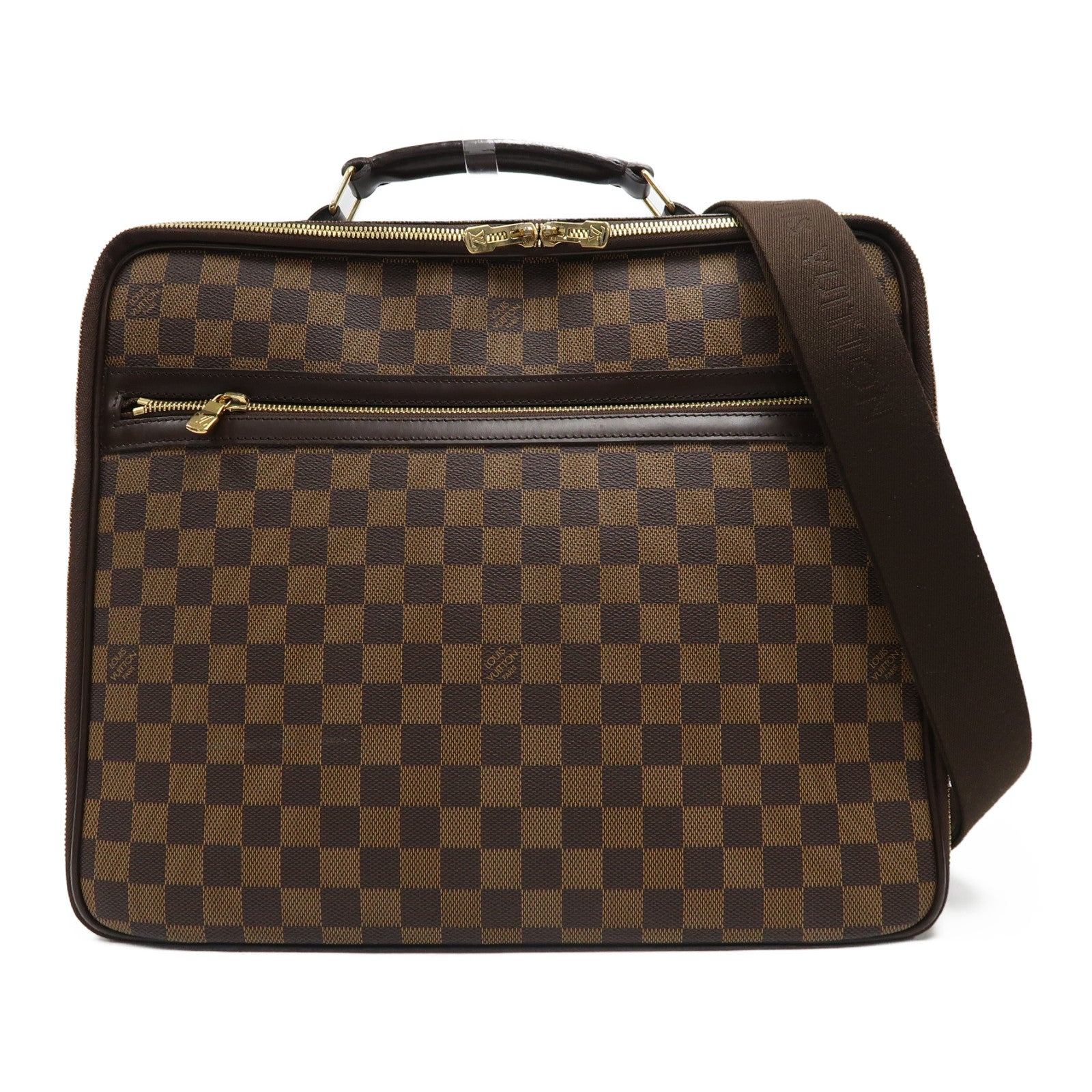 LOUIS VUITTON Damier Porte Ordinatur Savana金扣手挽肩背兩用袋啡色