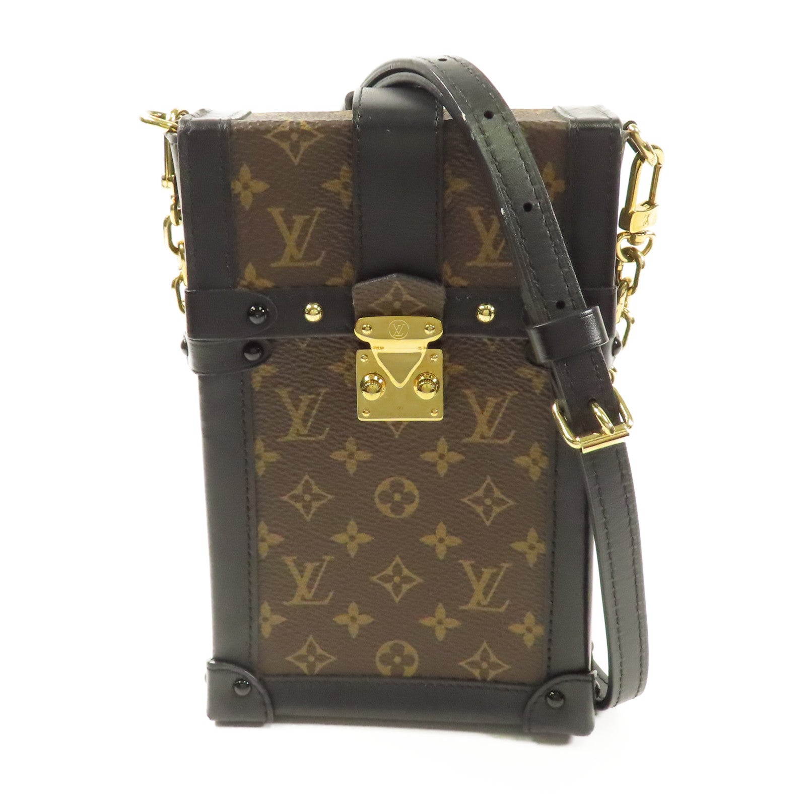 LOUIS VUITTON LV GHW Pochette Trunk Vertical Shoulder Bag Monogram M63913 Brown