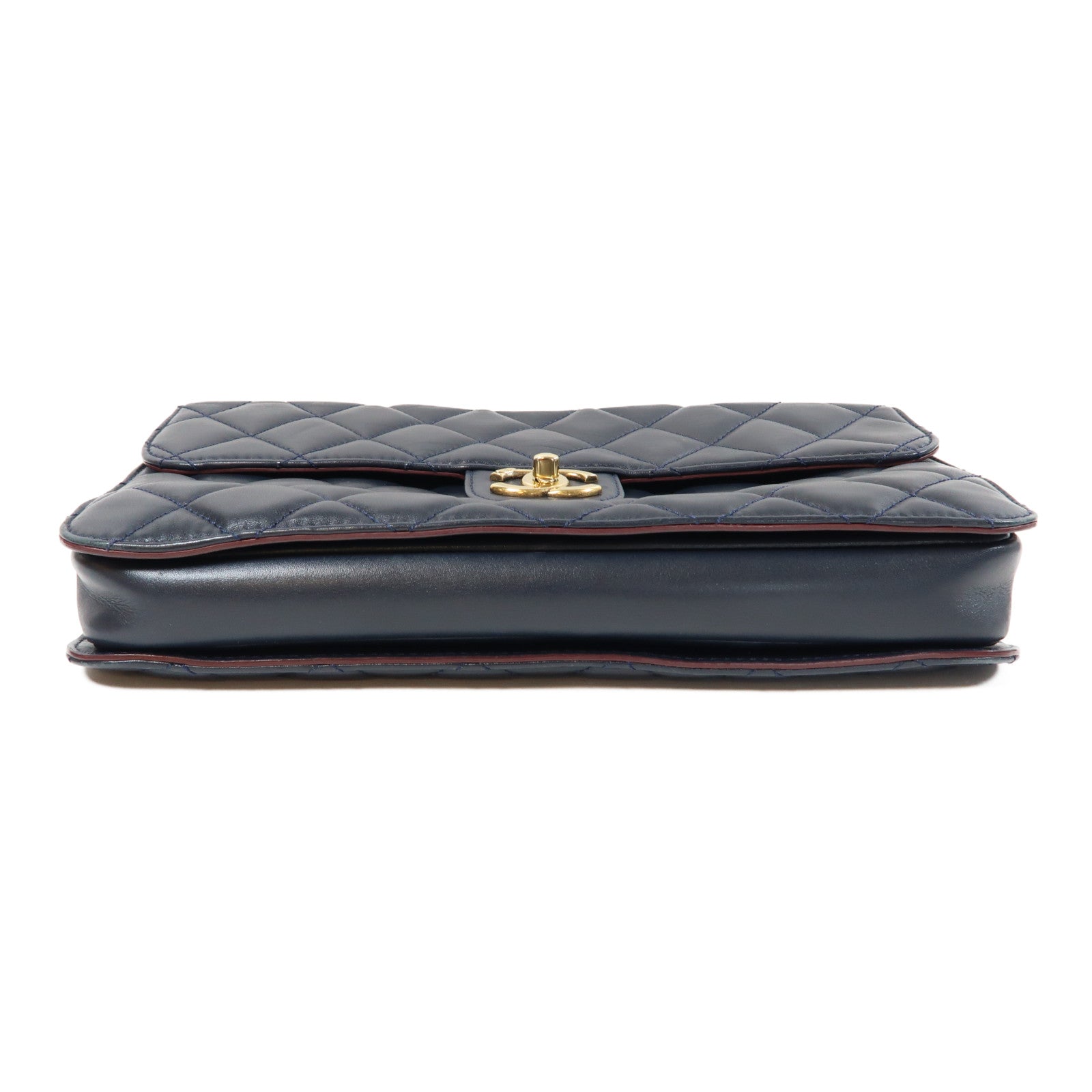 CHANEL 【激減優惠】菱格羊皮皮革Chain Shoulder Bag金扣手挽肩背兩用袋藍色