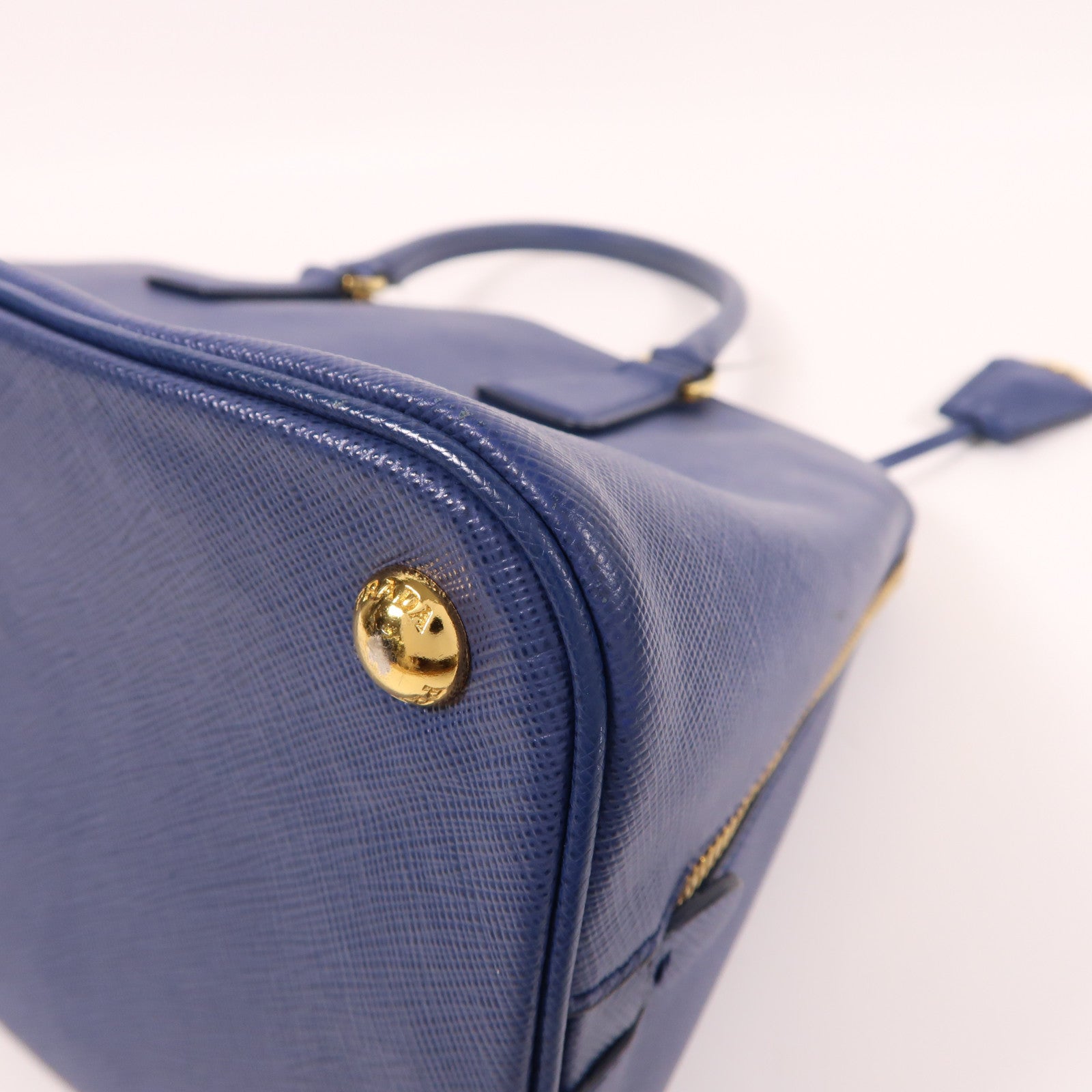 PRADA Saffiano皮革Shoulder Bag金扣手挽肩背兩用袋藍色
