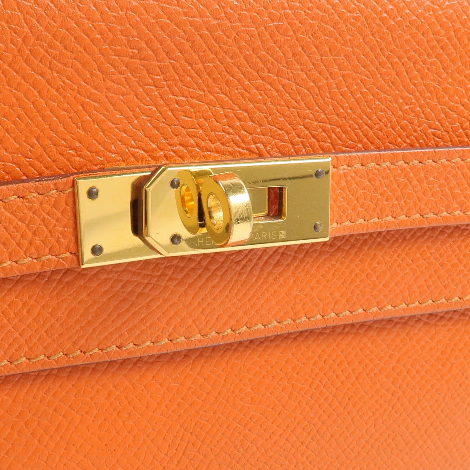 HERMES Epsom皮革Kelly Wallet長錢包Orange