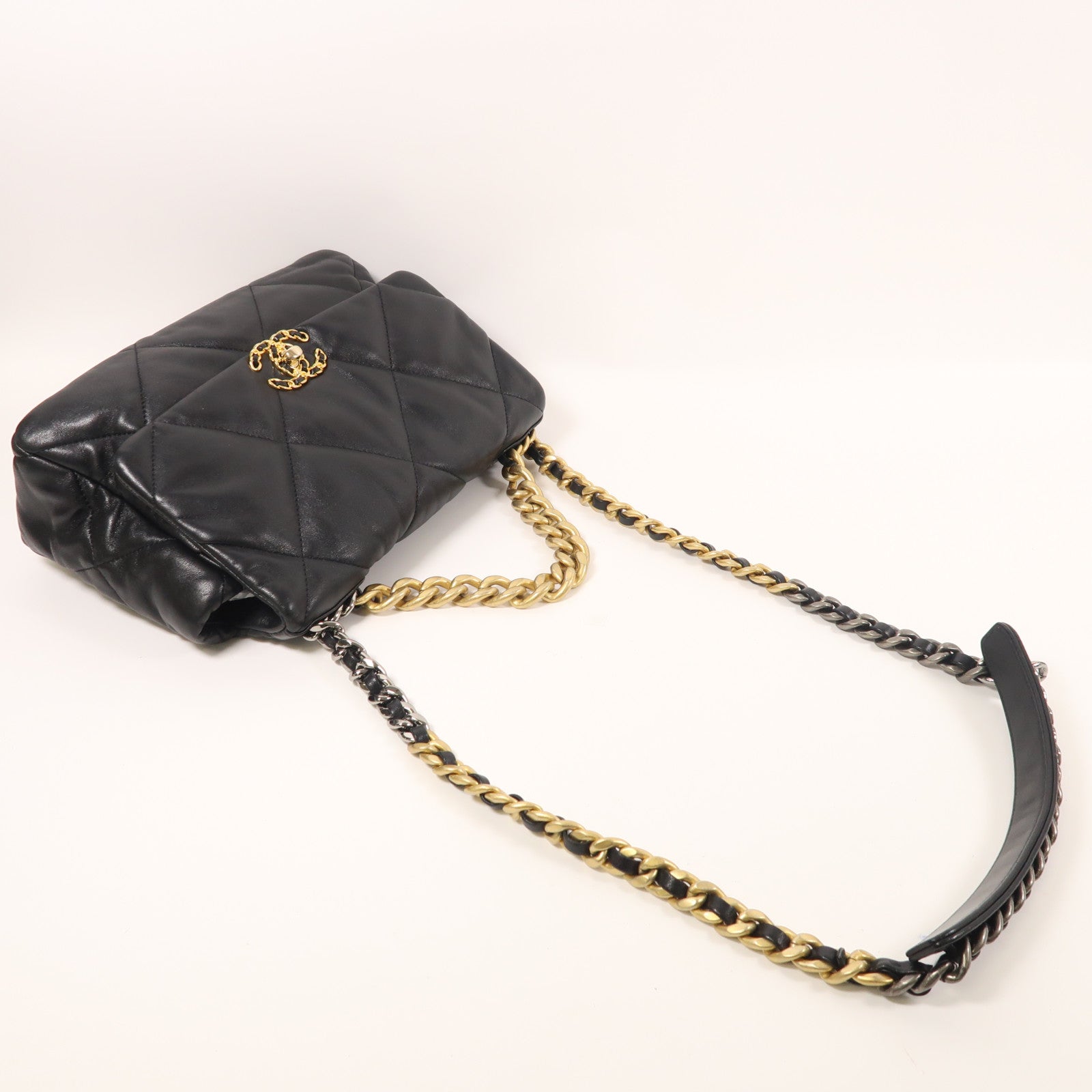CHANEL CC Chanel 19 Large 2 Way Shoulder Bag AS1161 Lambskin Leather Black