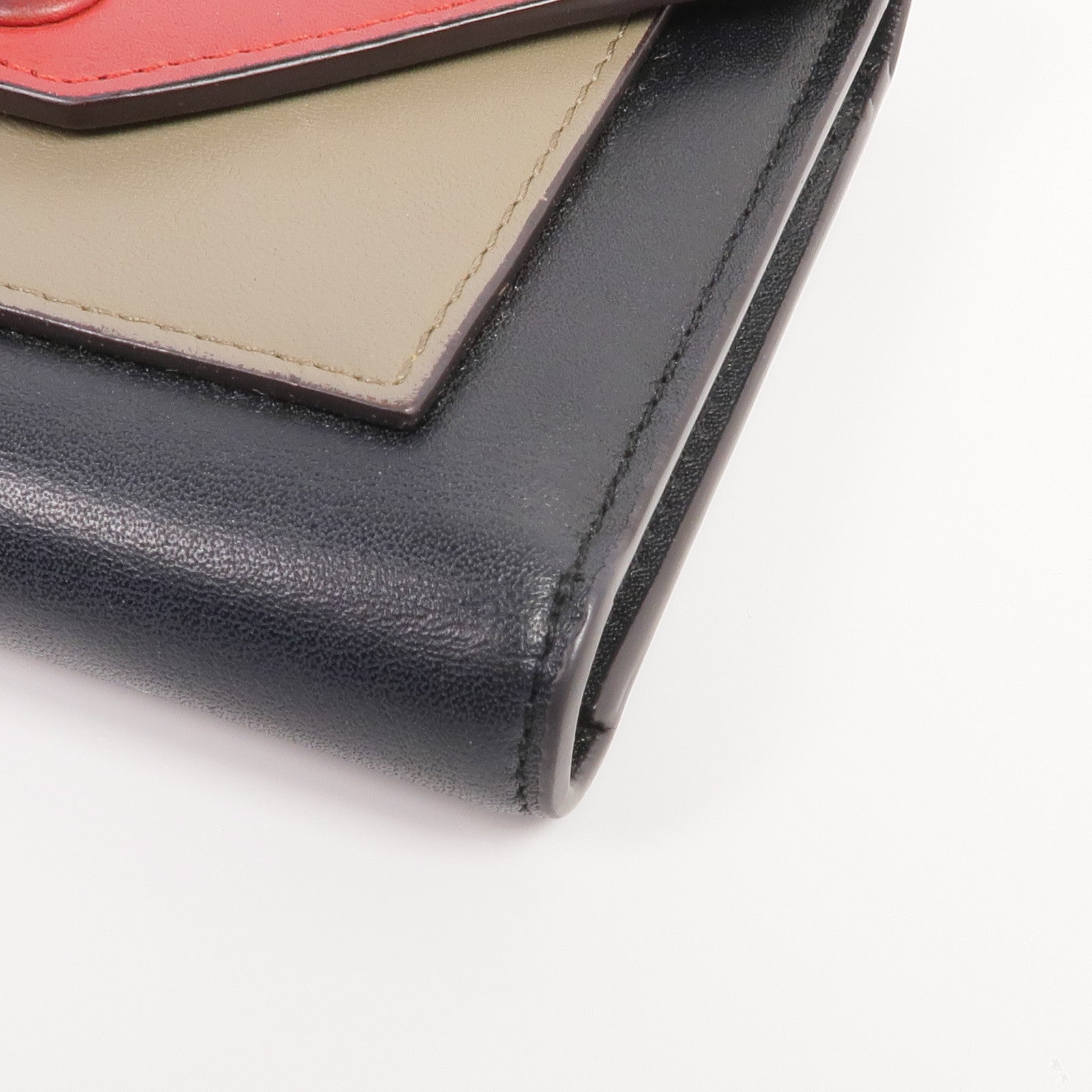 CELINE 牛皮皮革Trifold Wallet金扣錢包