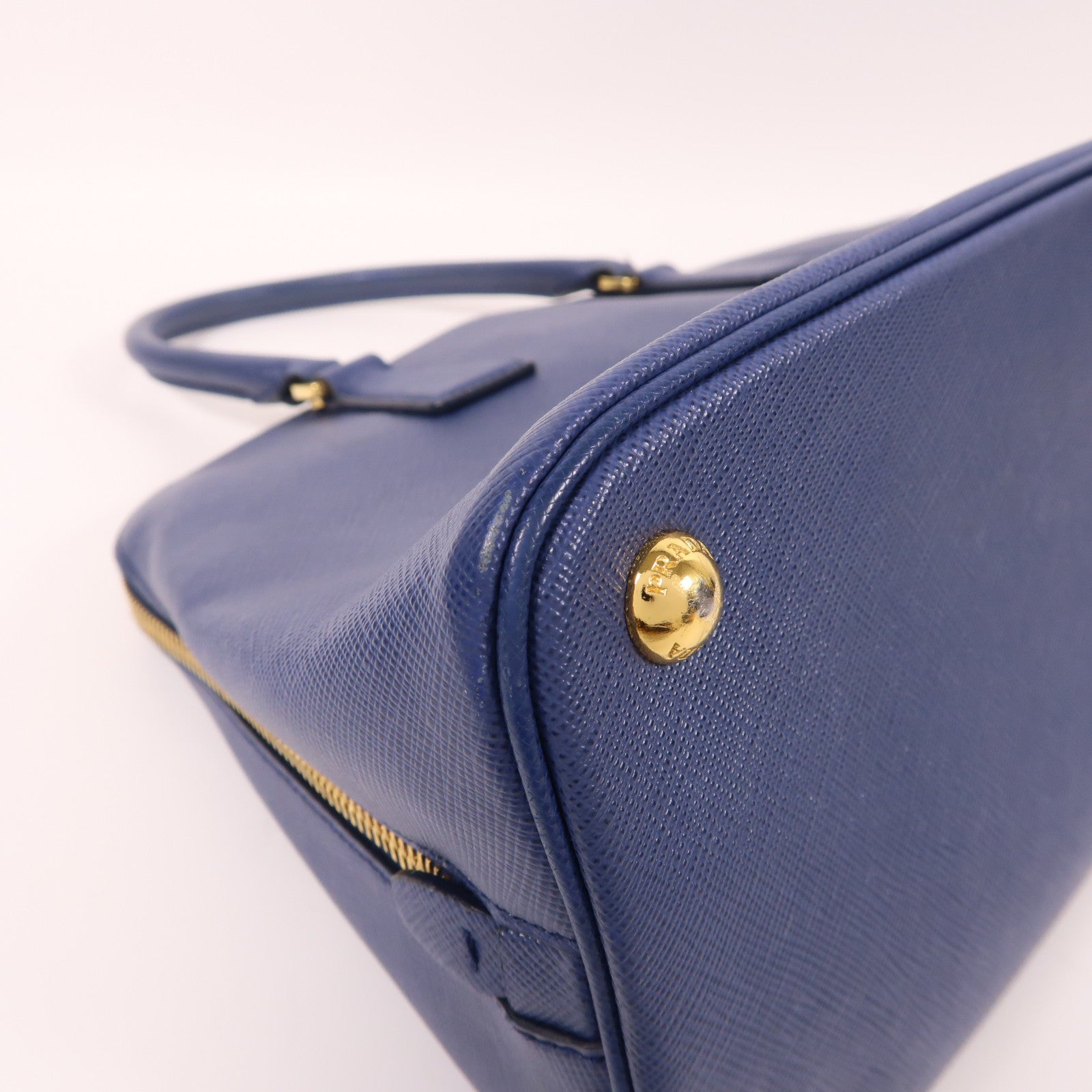 PRADA Saffiano皮革Shoulder Bag金扣手挽肩背兩用袋藍色