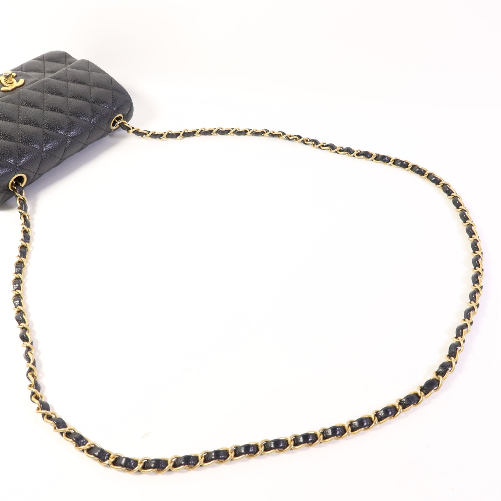 CHANEL 牛皮皮革Mini Classic 20金扣鏈帶肩背袋