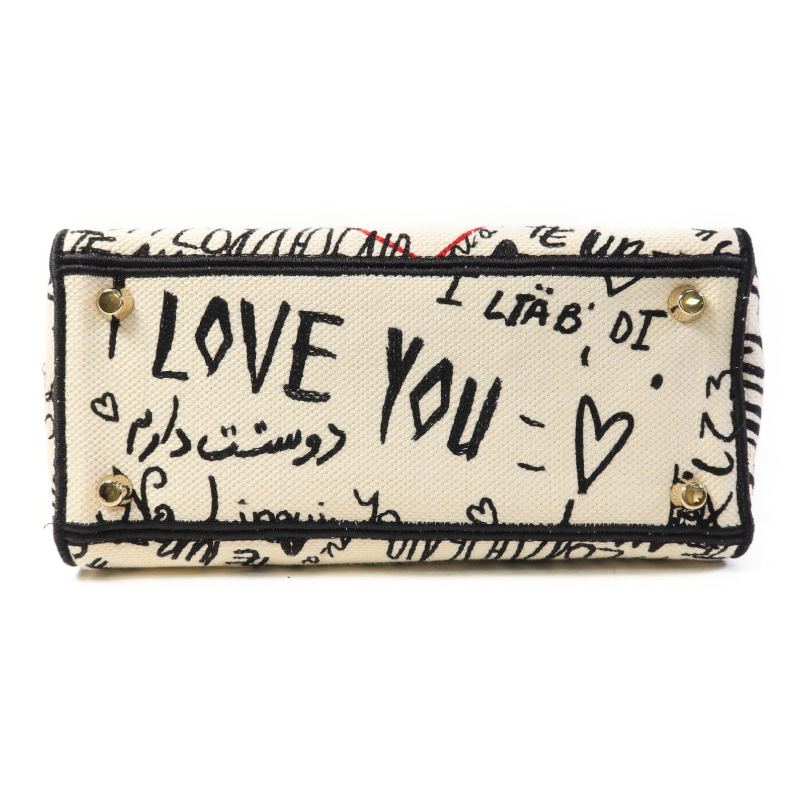 Dior 帆布Lady Dior Medium金扣手挽肩背兩用袋