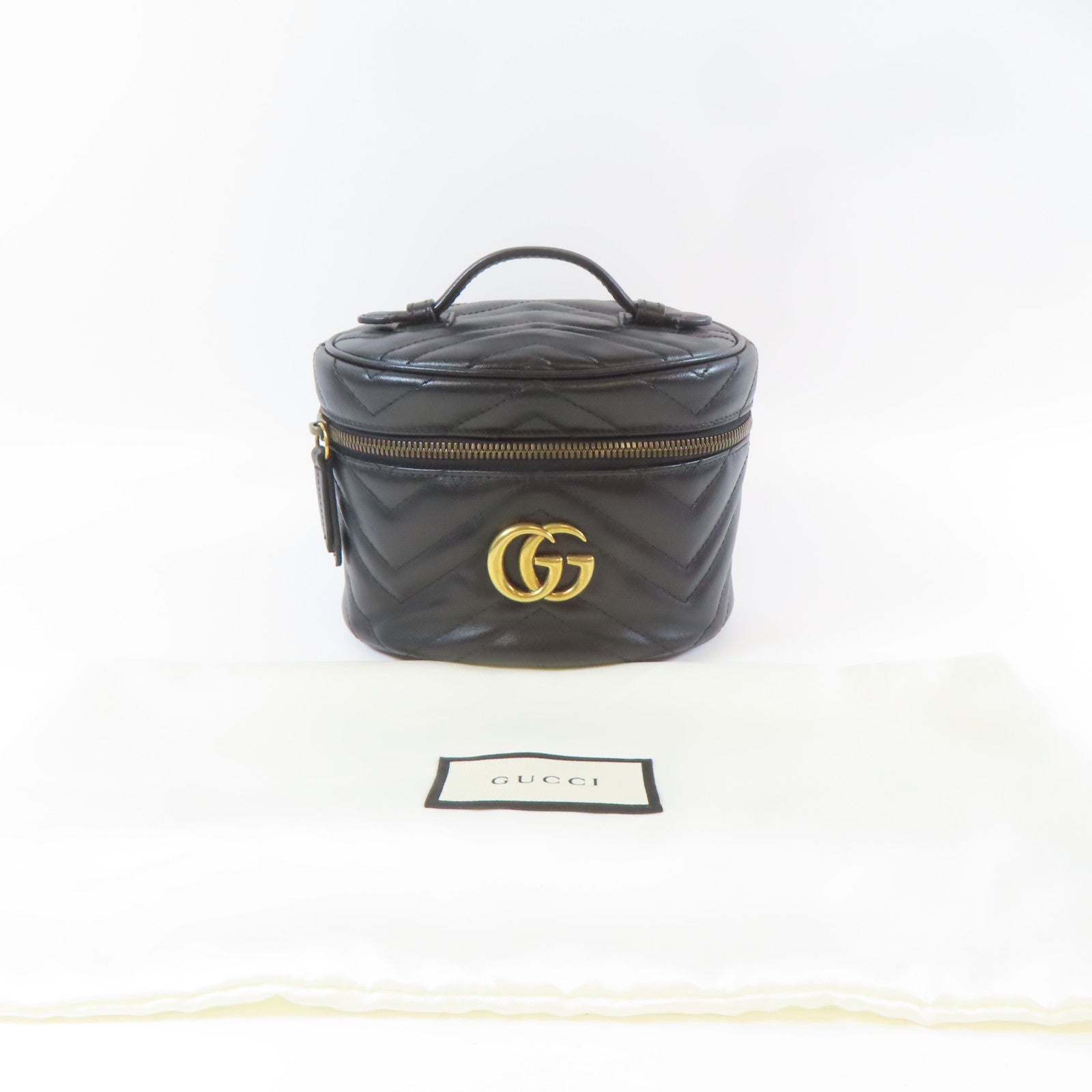 GUCCI 牛皮皮革GG Marmont Backpack金扣背包黑色