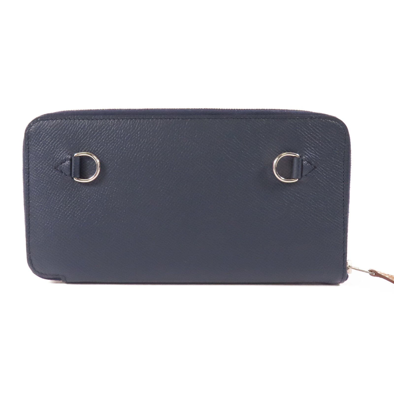 HERMES Epsom皮革/Swift皮革Nouveau To Go銀扣肩背袋Bleu Sapphire