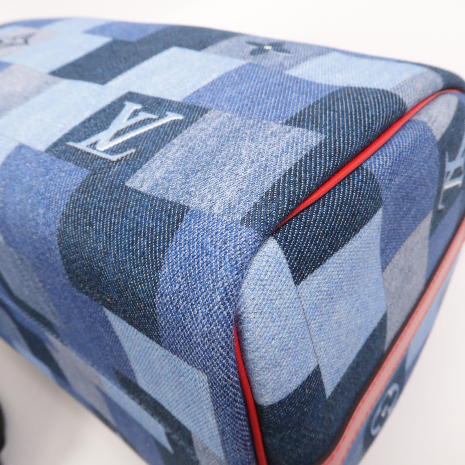LOUIS VUITTON Monogram Denim Speedy Bandouliere 30金扣手挽肩背兩用袋
