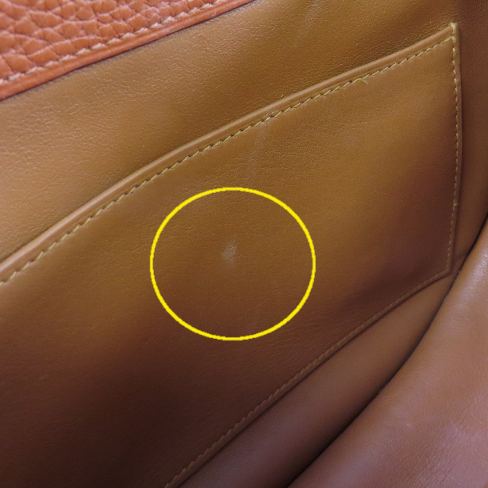 HERMES Clemence皮革Sac Saut 25 Shoulder Bag金扣肩背袋6C Cuivre/南瓜色