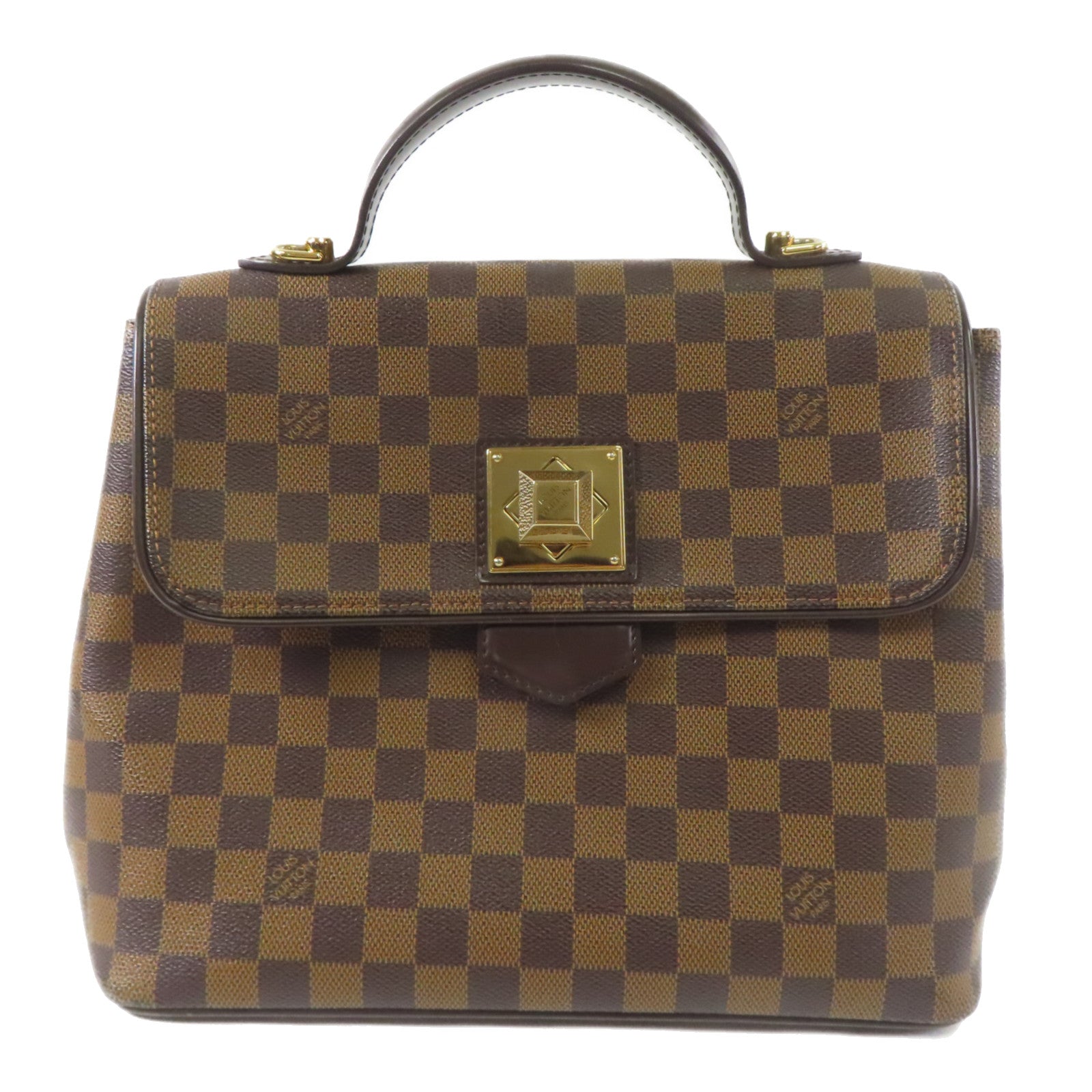 LOUIS VUITTON Damier Bergamo MM金扣手挽袋啡色
