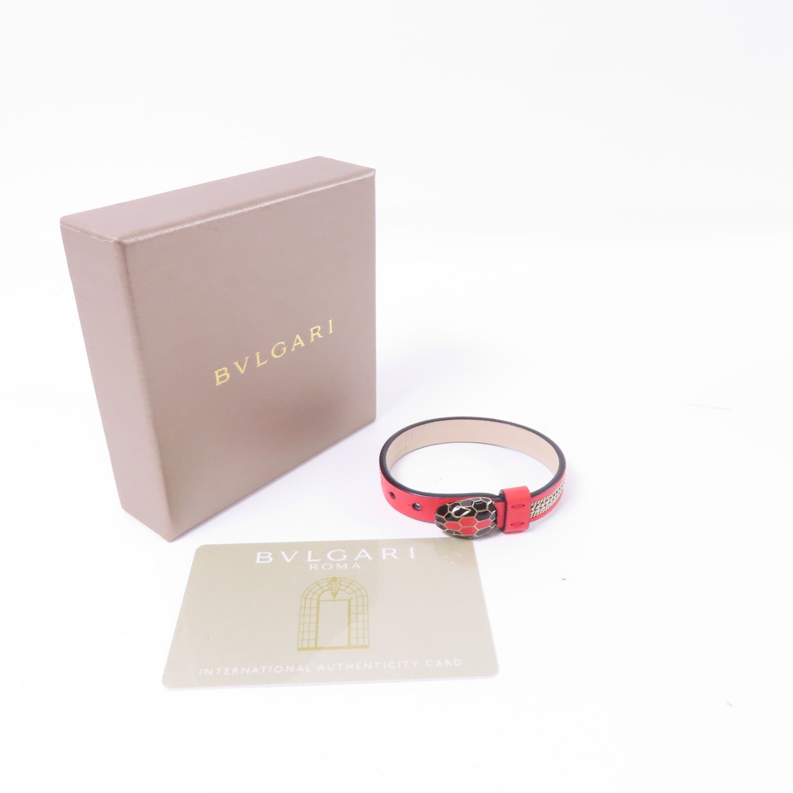 BVLGARI 牛皮皮革Bracelet手鐲紅色