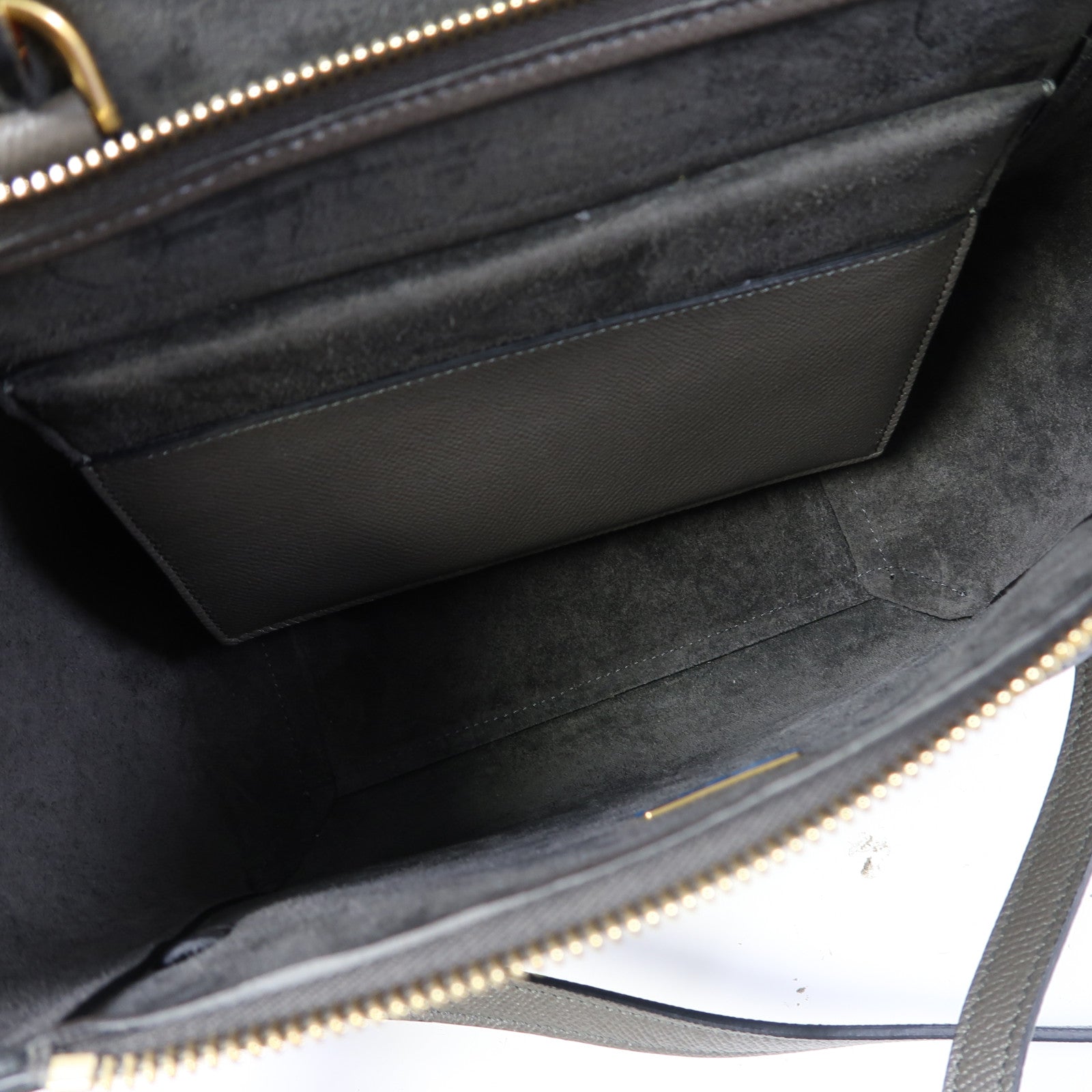 CELINE 牛皮皮革Micro Belt Bag金扣手挽肩背兩用袋灰色