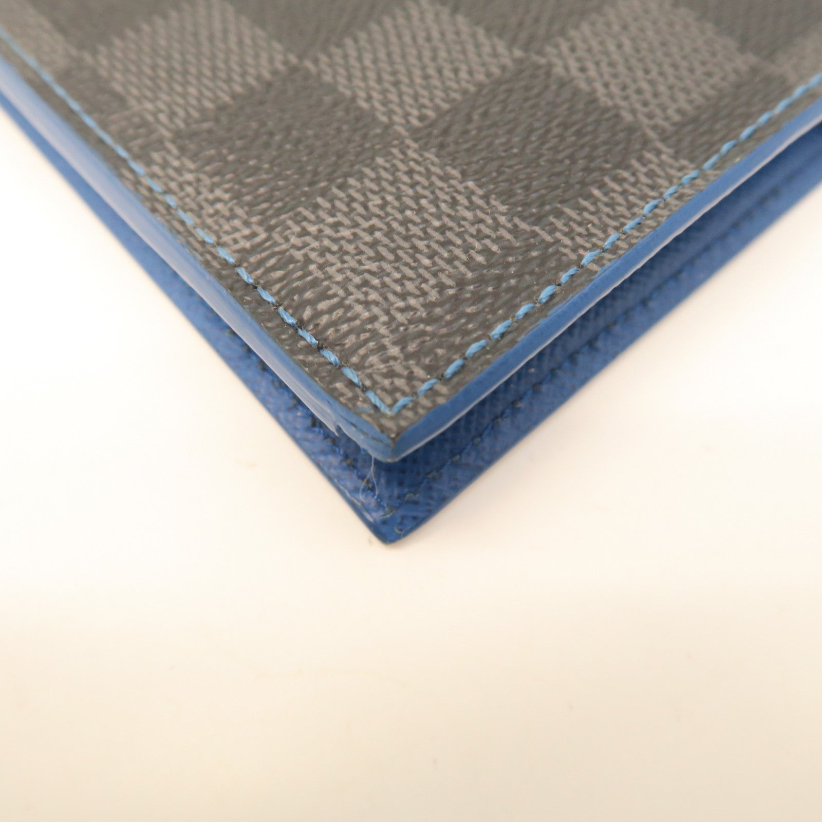 LOUIS VUITTON Damier Ebene Brazza Neon Wallet Silver Buckle Long Wallet Brown/Blue