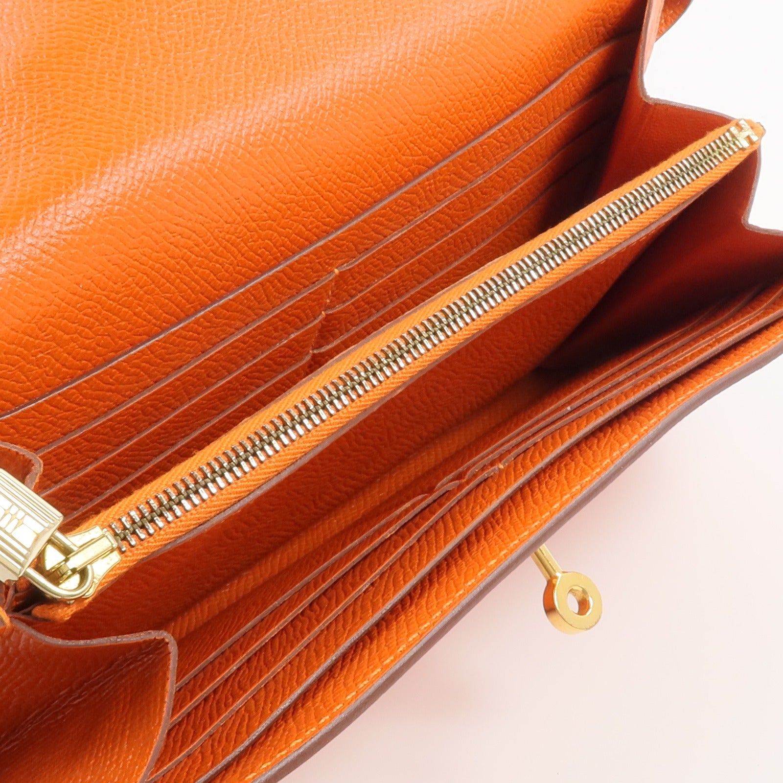 HERMES Epsom皮革Kelly Wallet長錢包Orange
