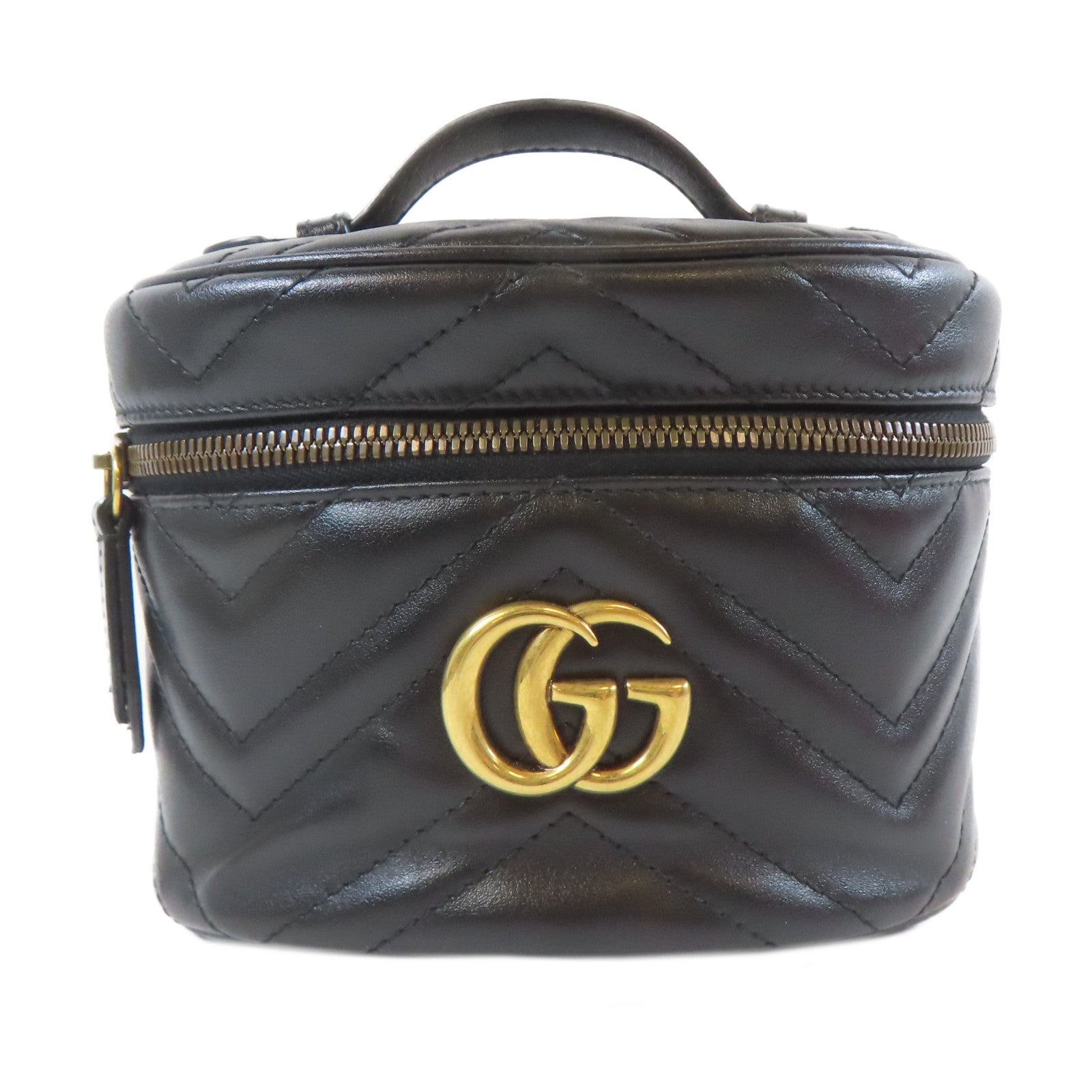 GUCCI 牛皮皮革GG Marmont Backpack金扣背包黑色