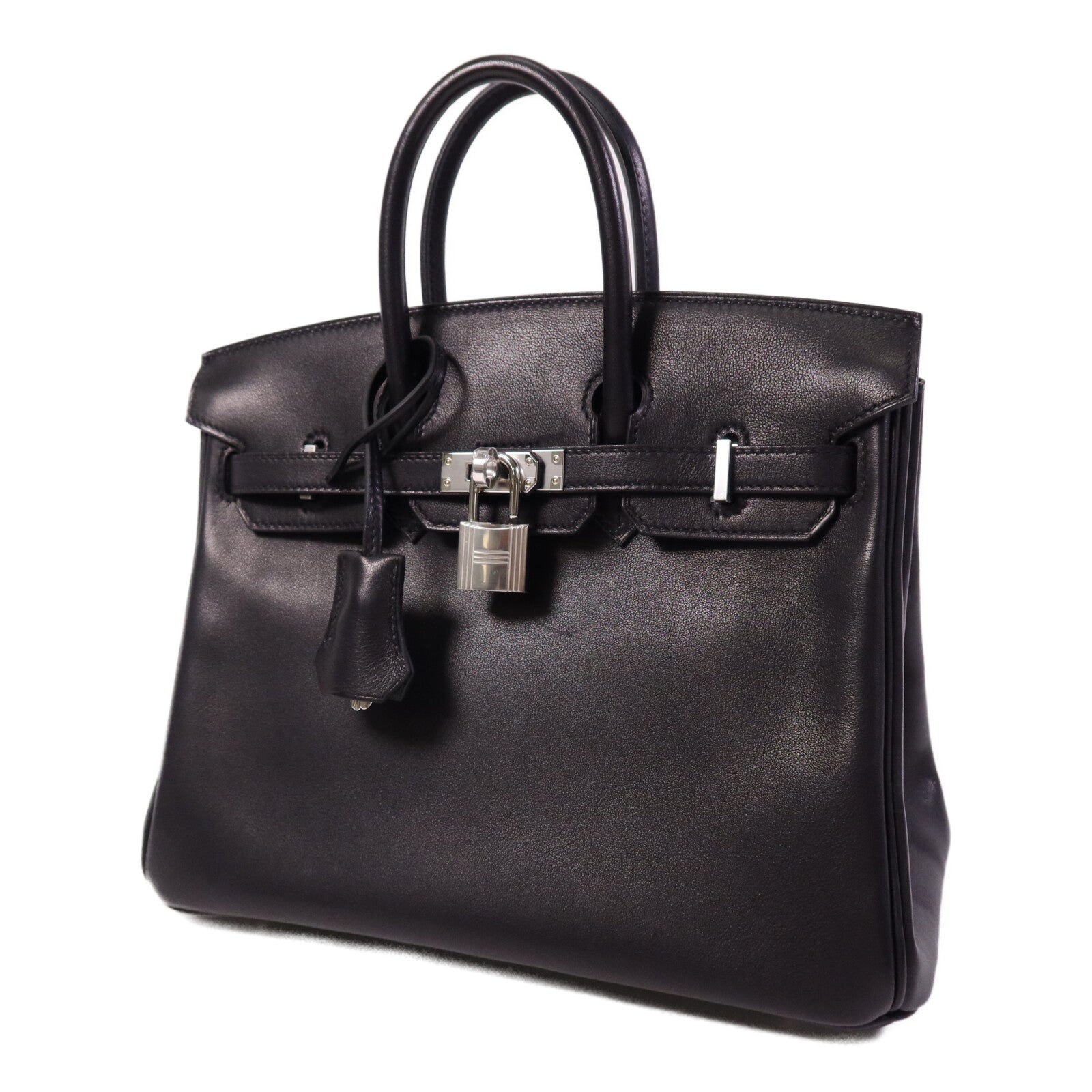 HERMES Volupto皮革Birkin 25銀扣手挽袋Noir