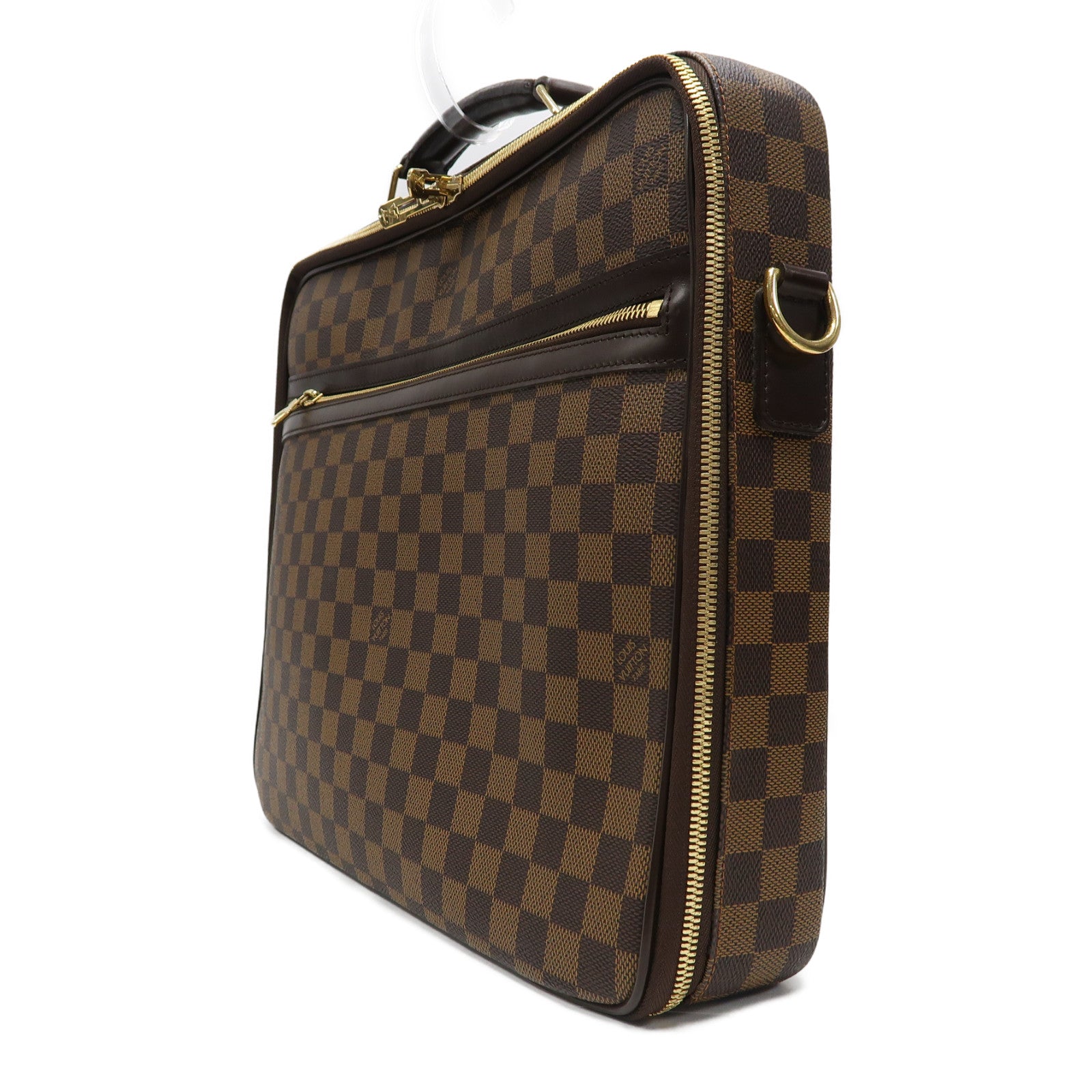 LOUIS VUITTON Damier Porte Ordinatur Savana金扣手挽肩背兩用袋啡色