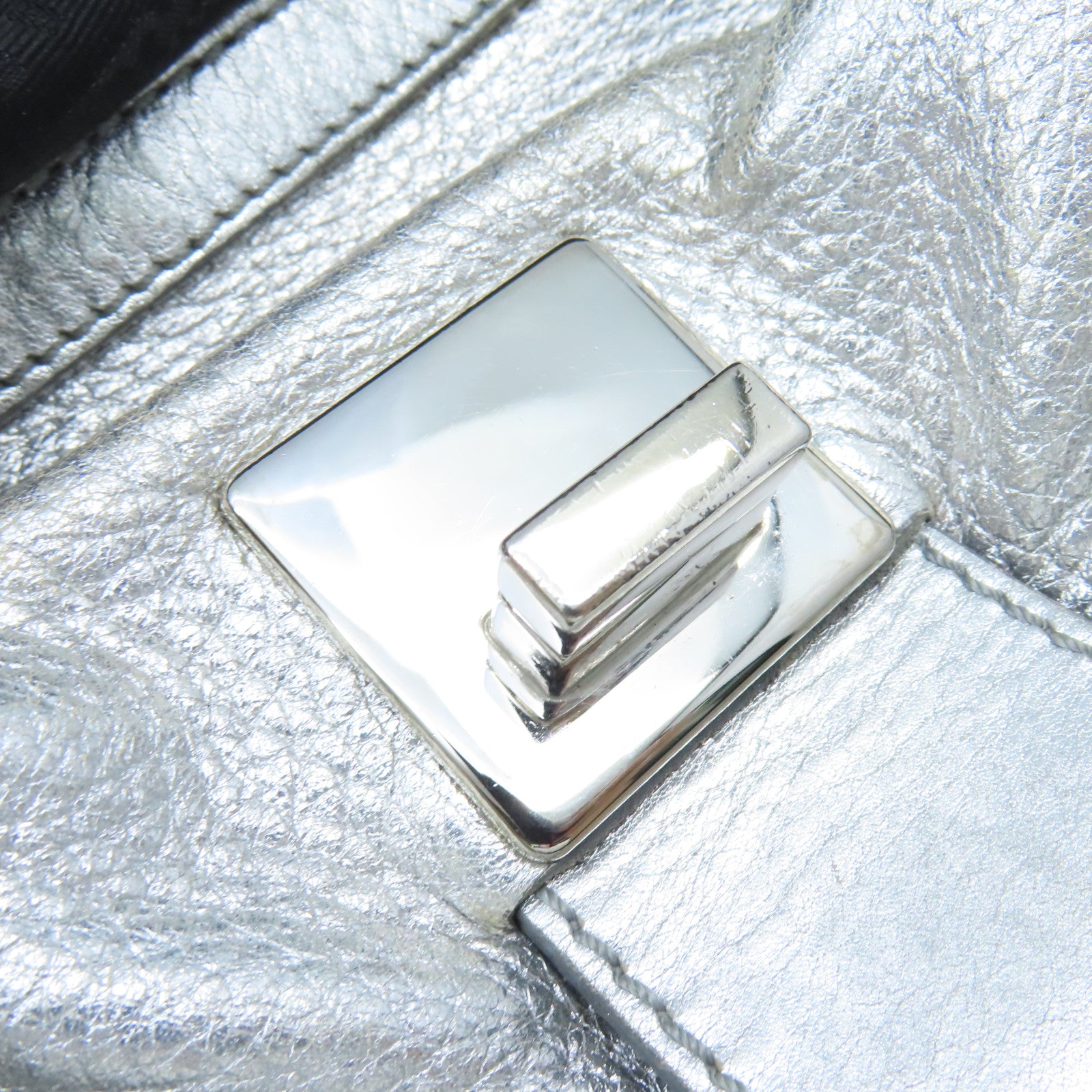 CELINE 【清倉大減價】牛皮皮革Shoulder Bag肩背袋銀色