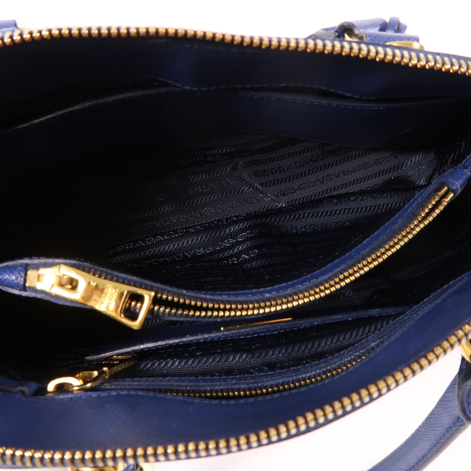 PRADA Saffiano皮革Shoulder Bag金扣手挽肩背兩用袋藍色