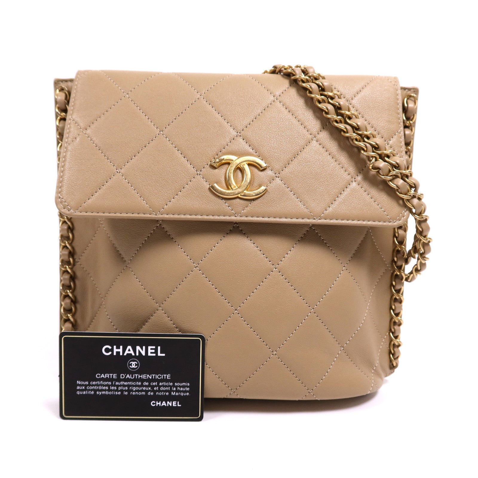 CHANEL 牛皮皮革Chain Shoulder Bag金扣鏈帶肩背袋